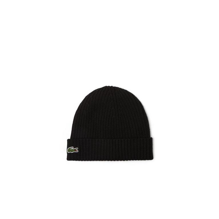 Noir 031 - Lacoste - Lacoste Knitted Beanie Mens - 1