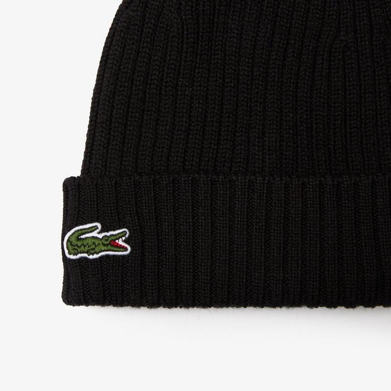 Noir 031 - Lacoste - Lacoste Knitted Beanie Mens - 2