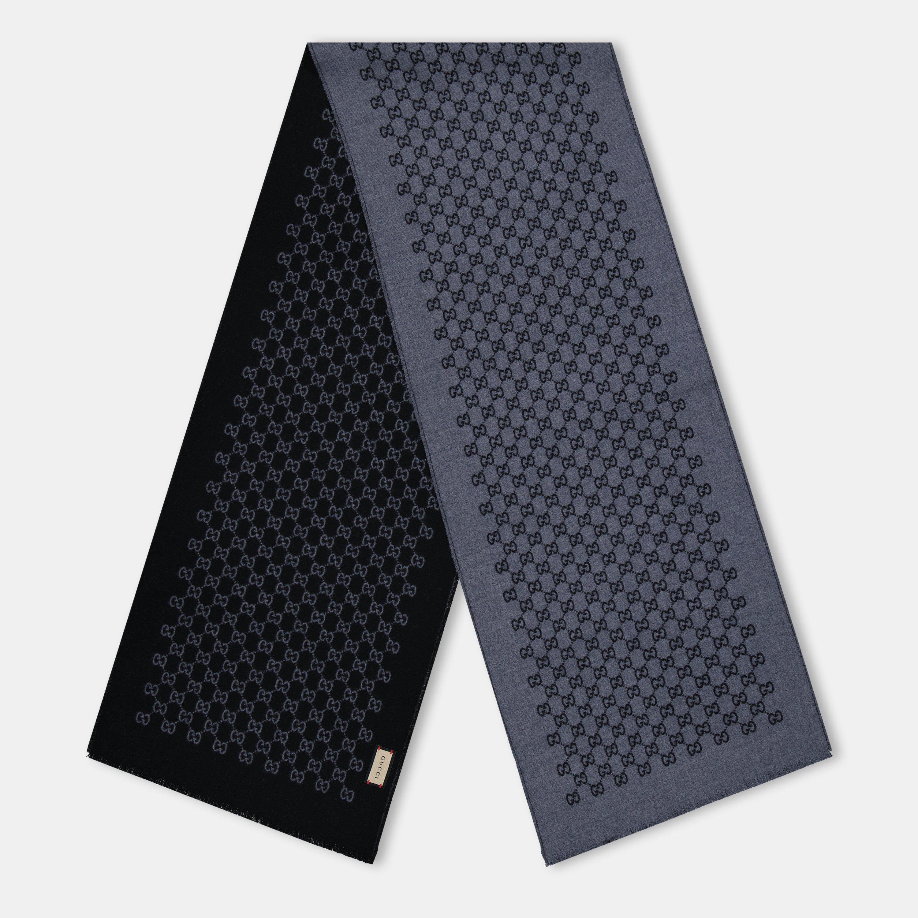 Grey/Black - Gucci - Men's GG Jacquard Wool Scarf - 1