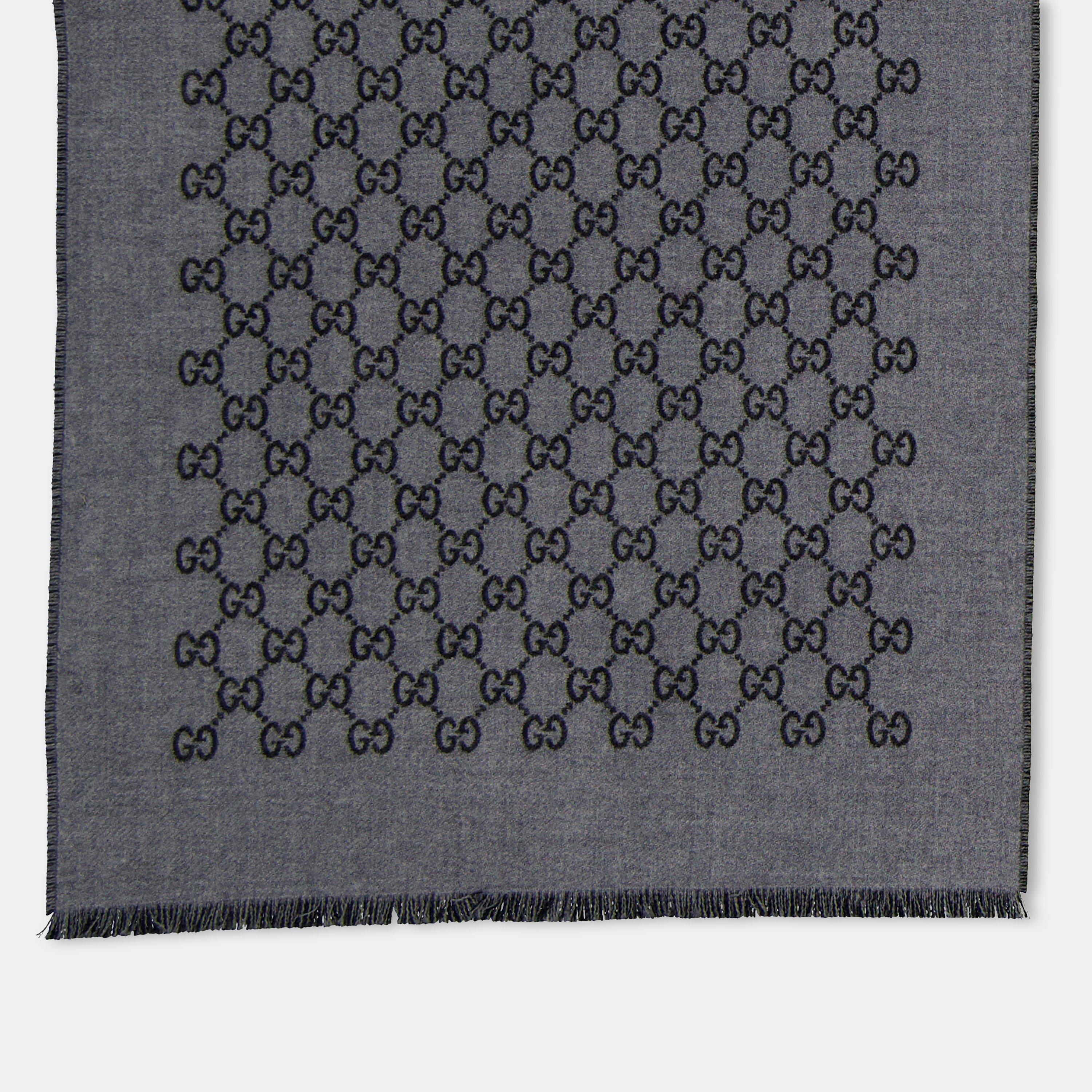 Grey/Black - Gucci - Men's GG Jacquard Wool Scarf - 4