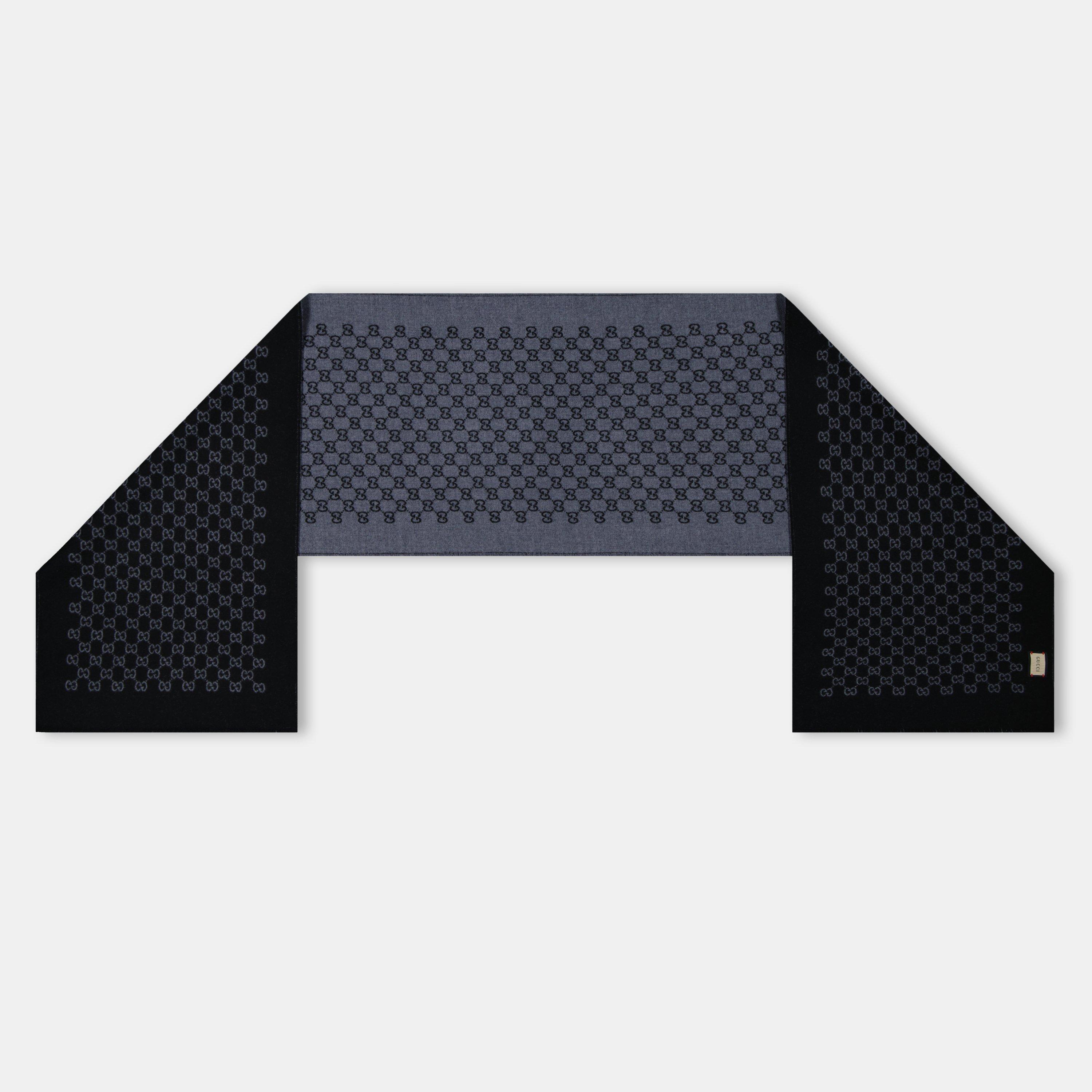 Grey/Black - Gucci - Men's GG Jacquard Wool Scarf - 5