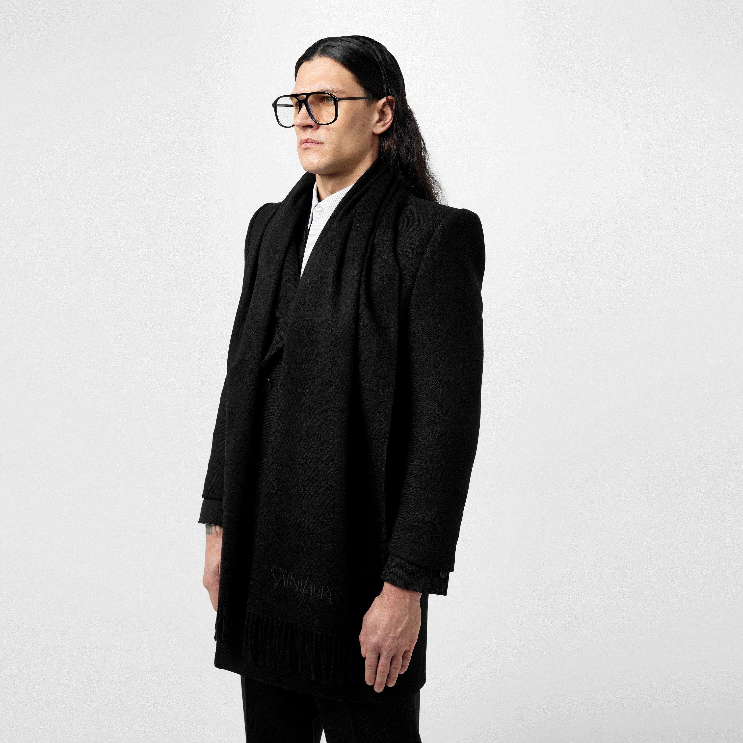 Black - Saint Laurent - Fringed Jacquard Scarf - 2