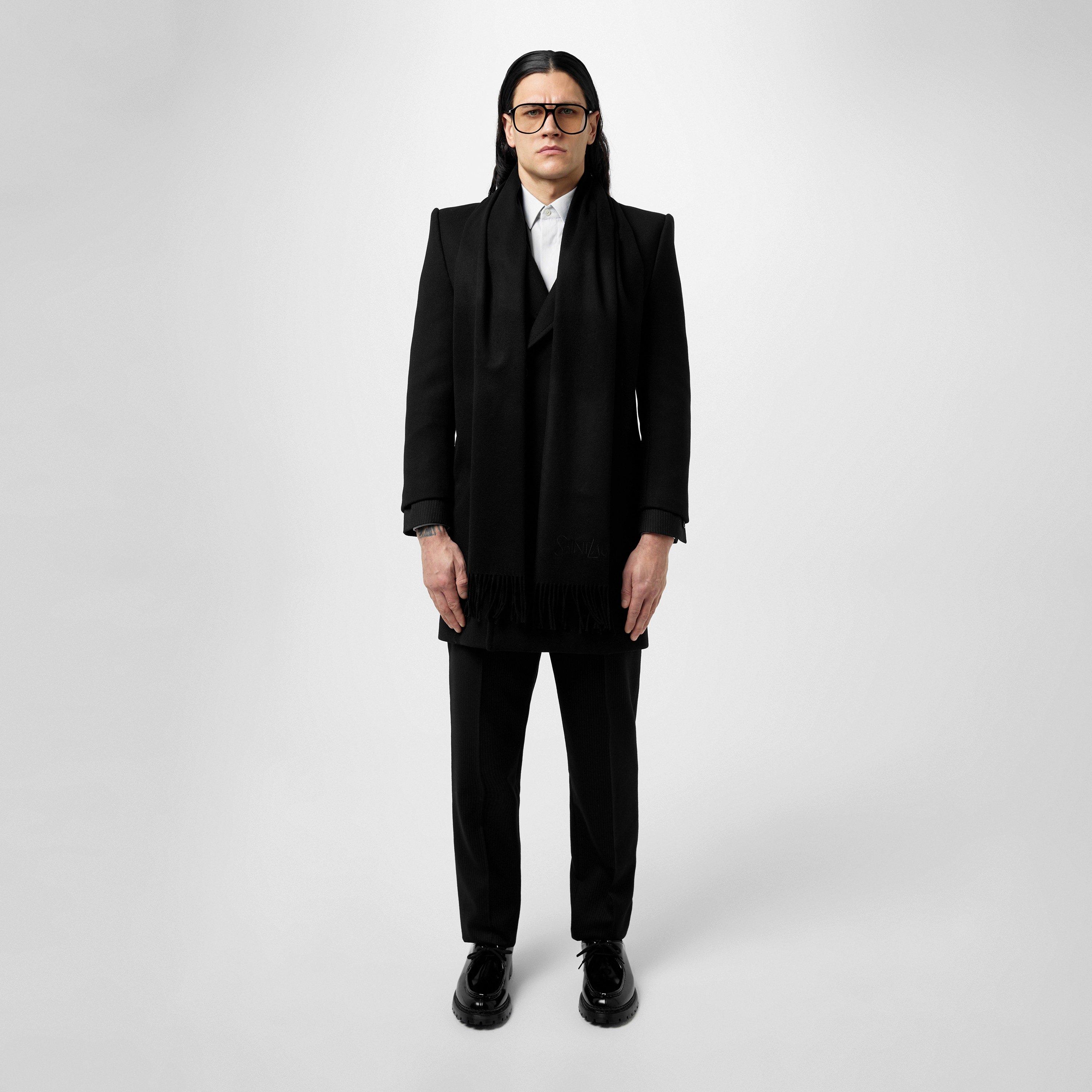 Black - Saint Laurent - Fringed Jacquard Scarf - 3