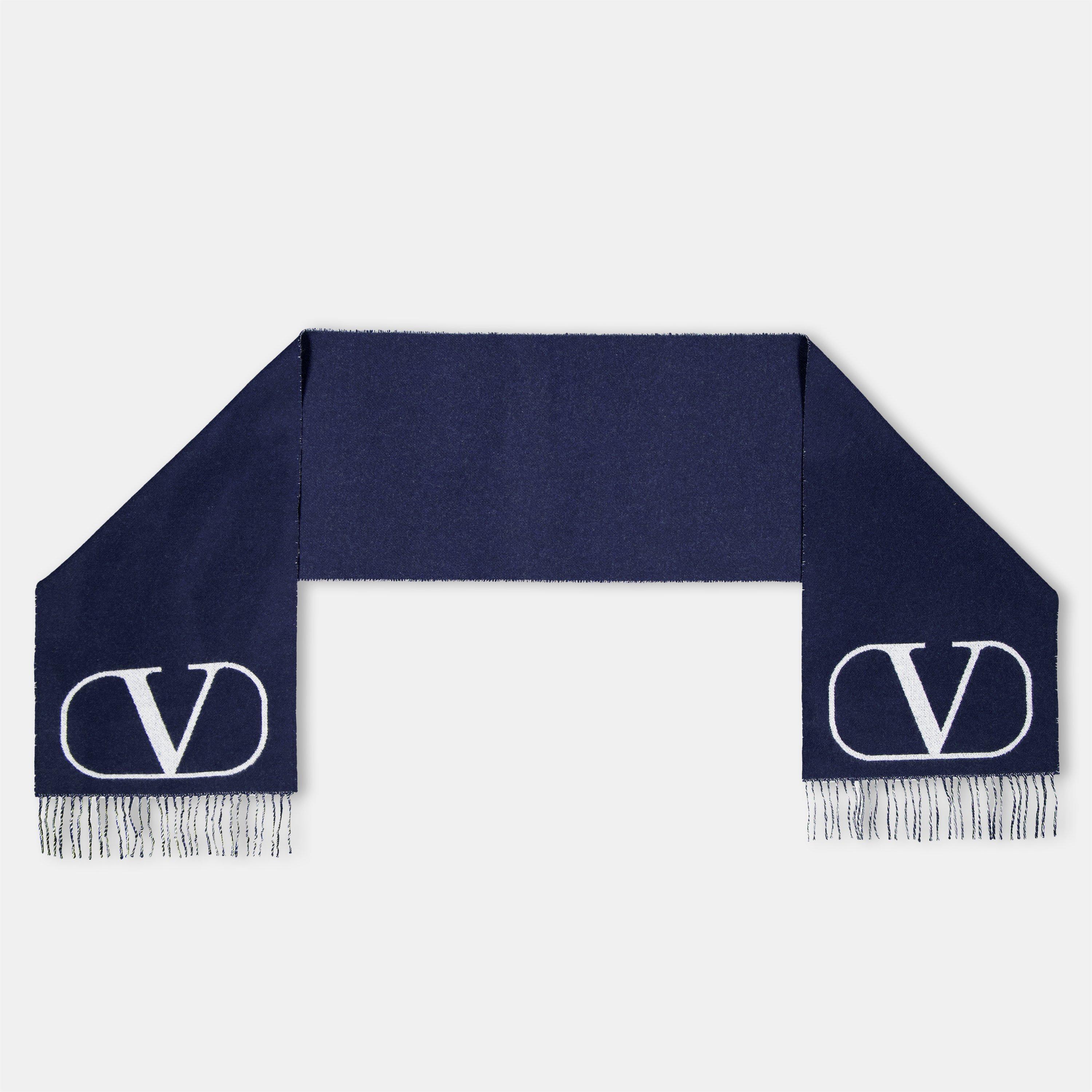 Navy/White - Valentino Garavani - Vlogo Scarf - 2