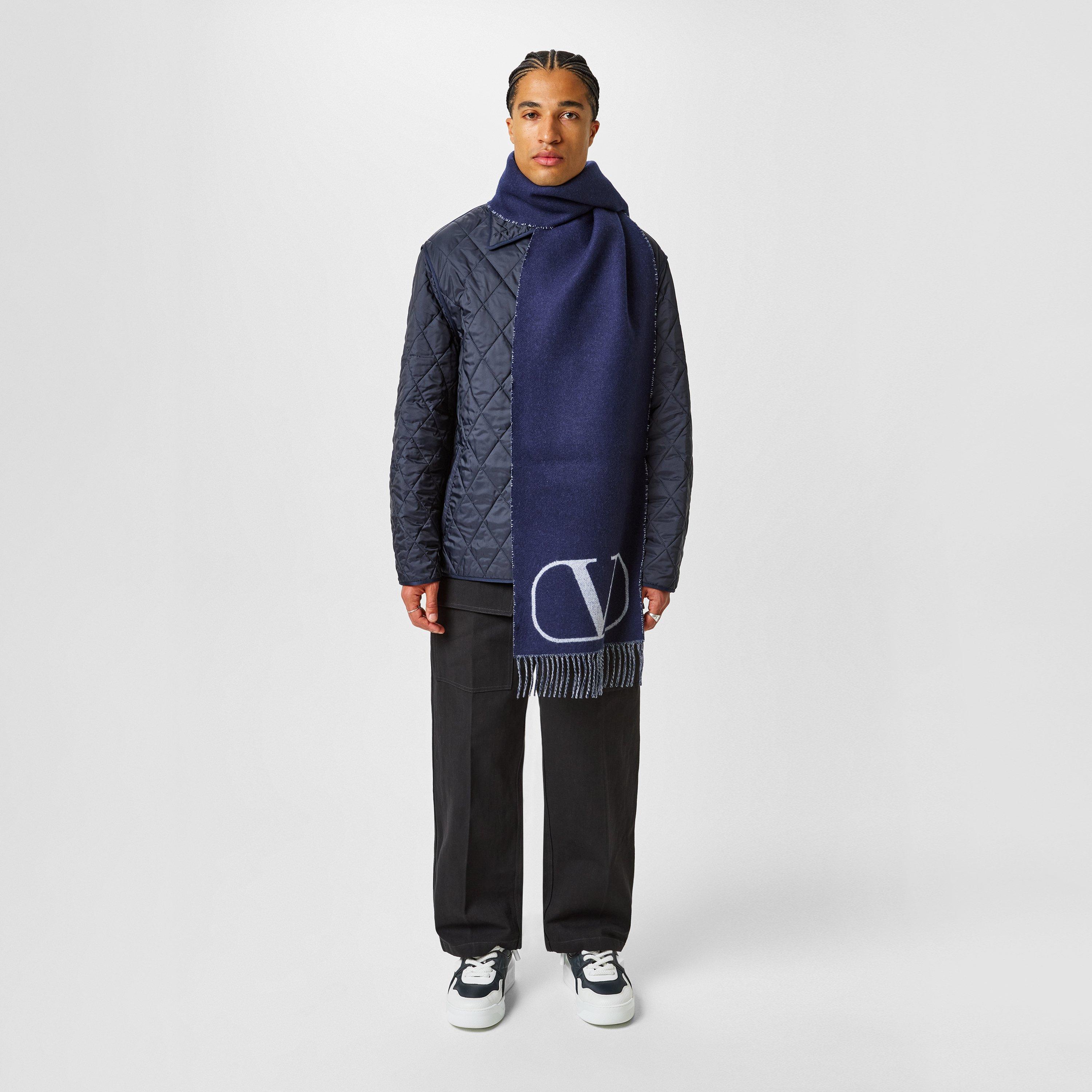 Navy/White - Valentino Garavani - Vlogo Scarf - 5