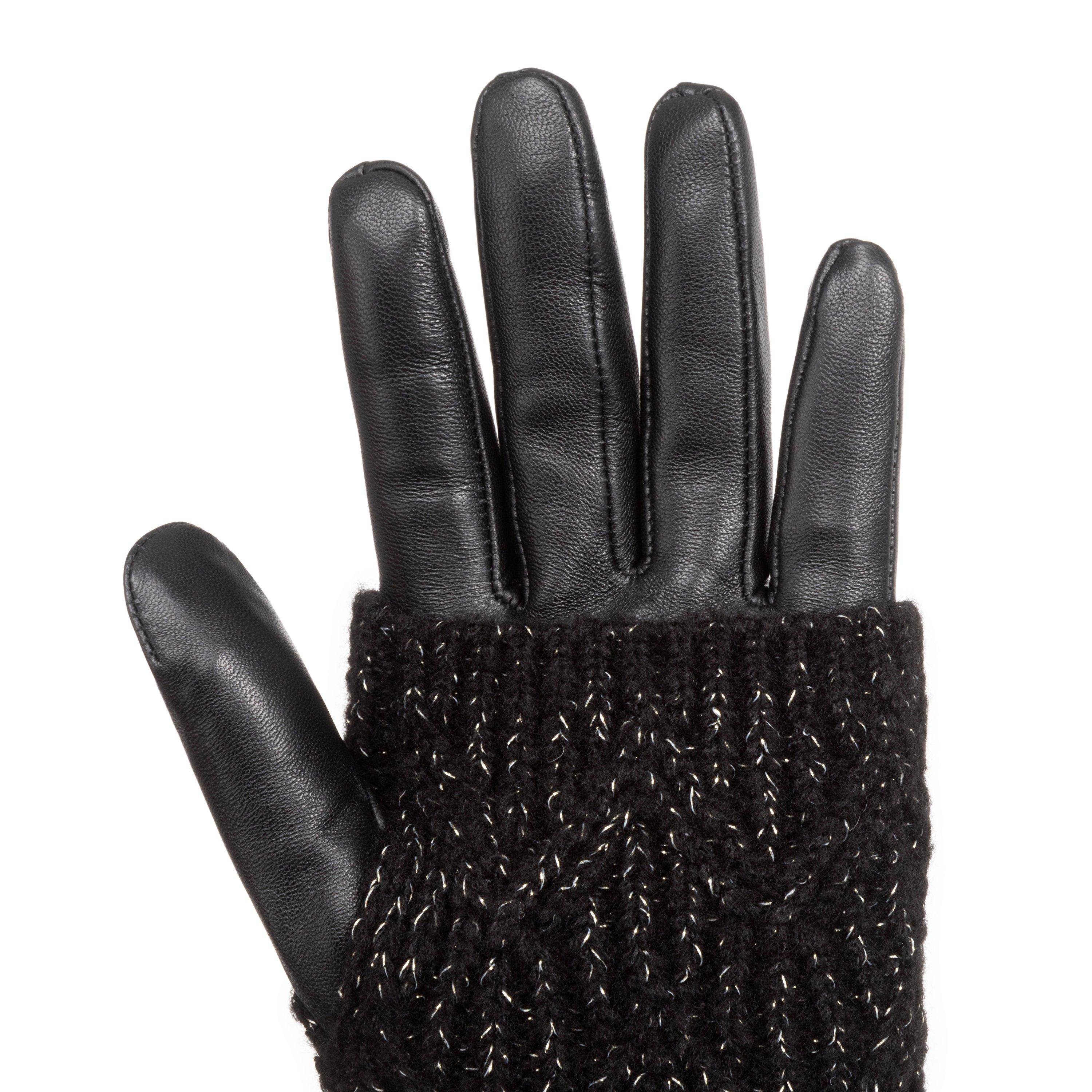 Preto - Biba - Biba Knitted Leather Gloves - 3