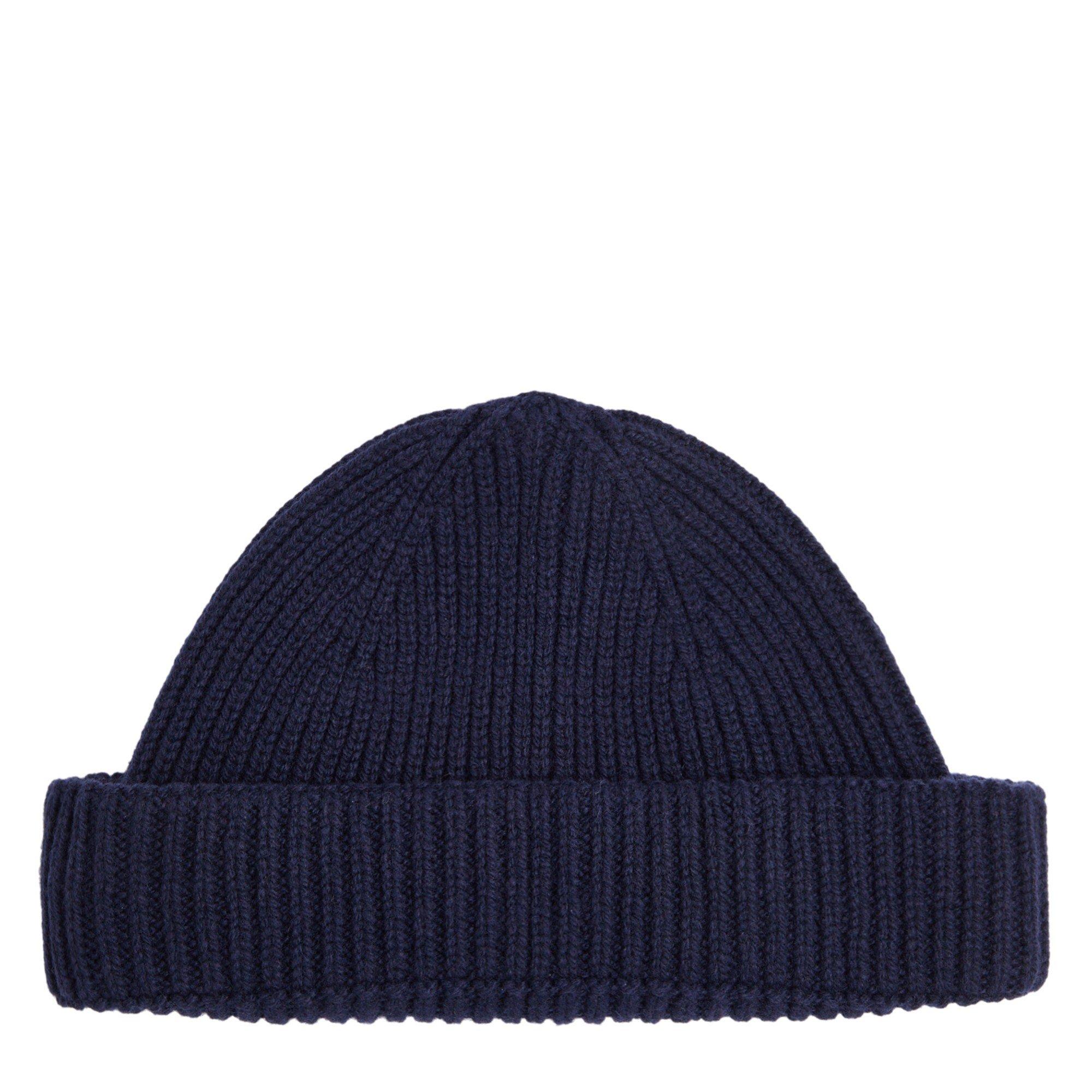 NAVY - John Smedley - Men's Oram Wool Beanie