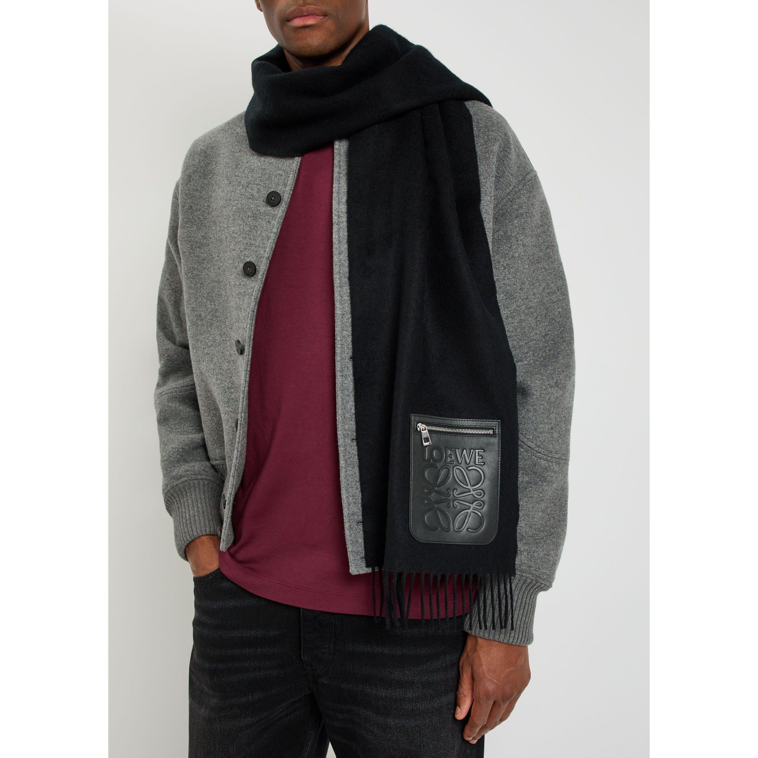 BLACK - Loewe - Men's Wool Cashmere Midweight Scarf 180cm - 2