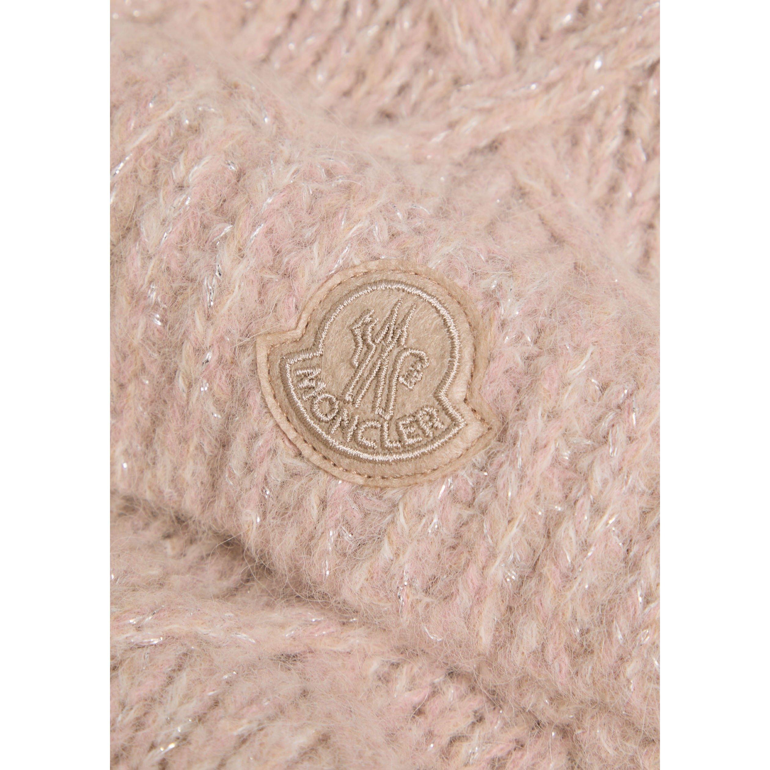 PINK - Moncler - Women's Aran Alpaca-Blend Knitted Scarf - 3