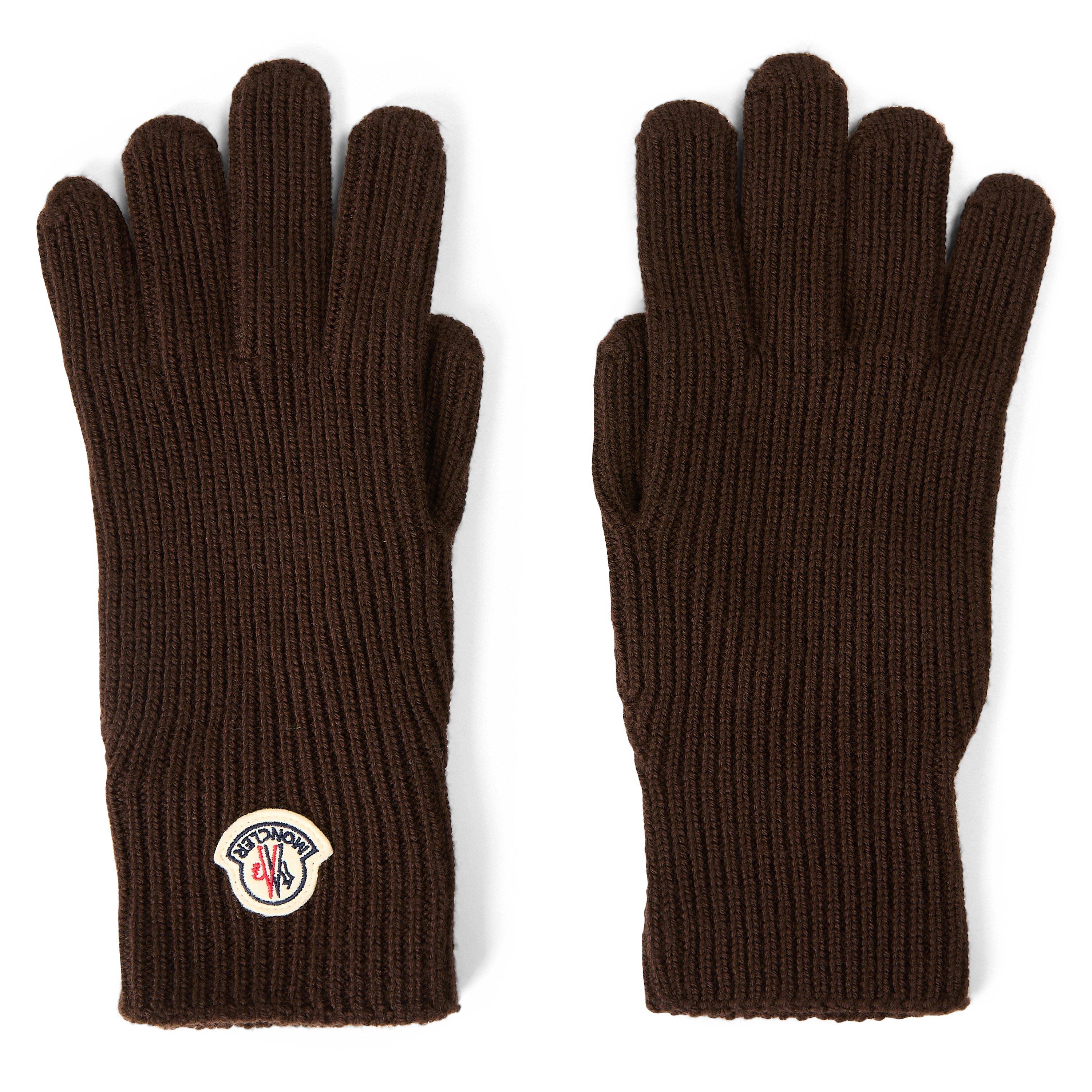 BROWN - Moncler - MONCLER RIBBED GLOVES - 1