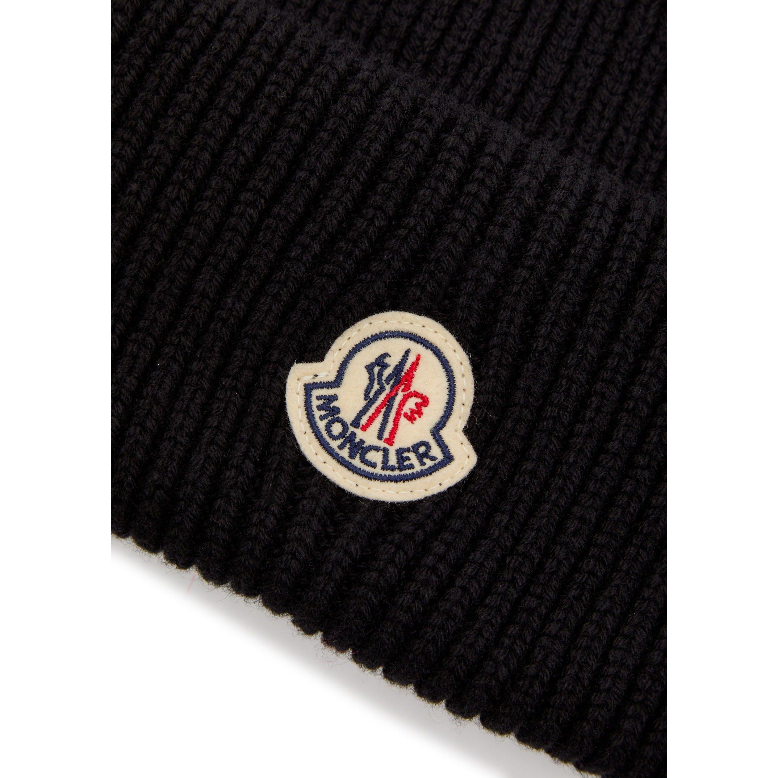 BLACK - Moncler - Men's Badge Wool and Cashmere Beanie - 3