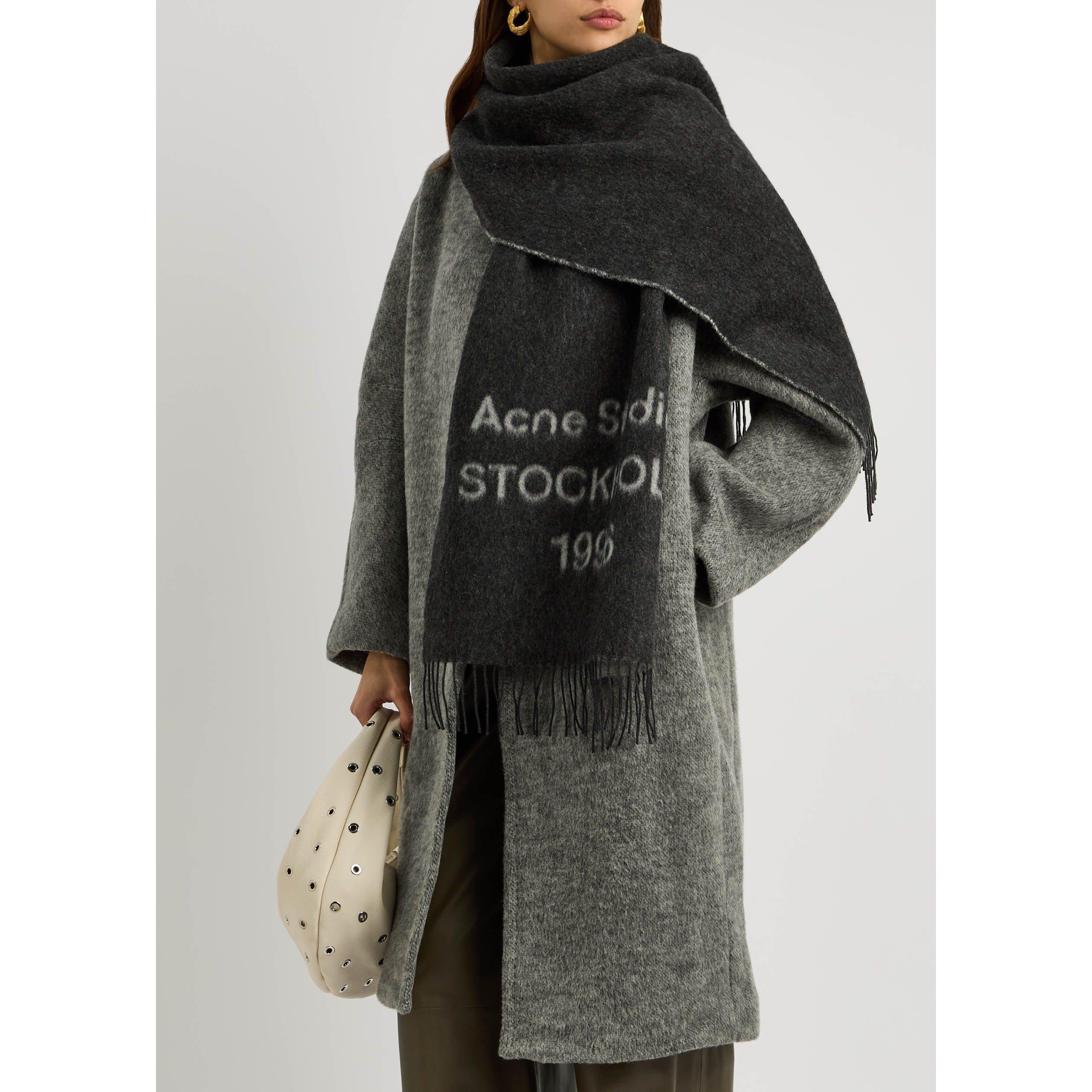 BLACK AND WHITE - Acne Studios - Venus Logo Oversized Wool Scarf - 2