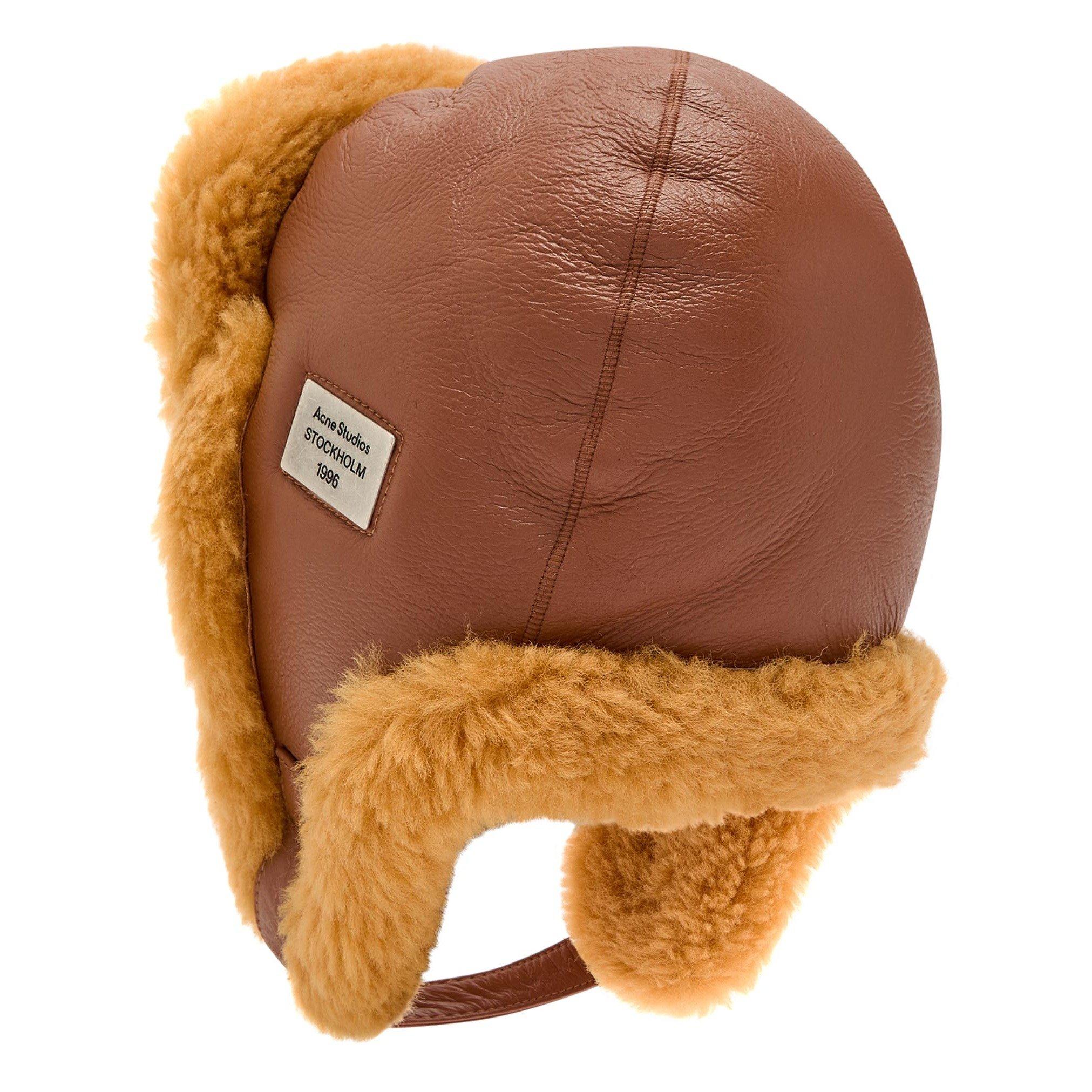 BROWN - Acne Studios - Women's Belmet Shearling Snap Trapper Hat - 2