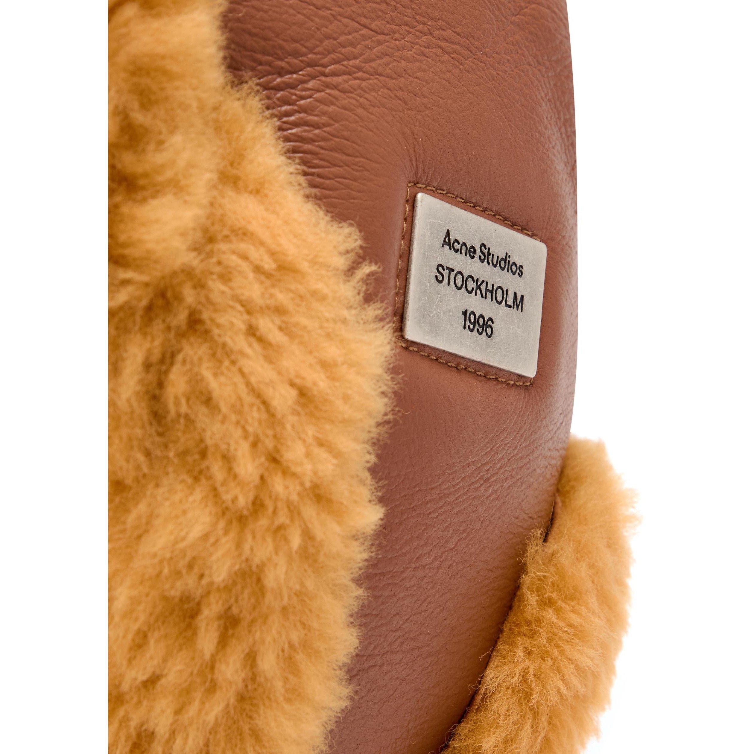 BROWN - Acne Studios - Women's Belmet Shearling Snap Trapper Hat - 3