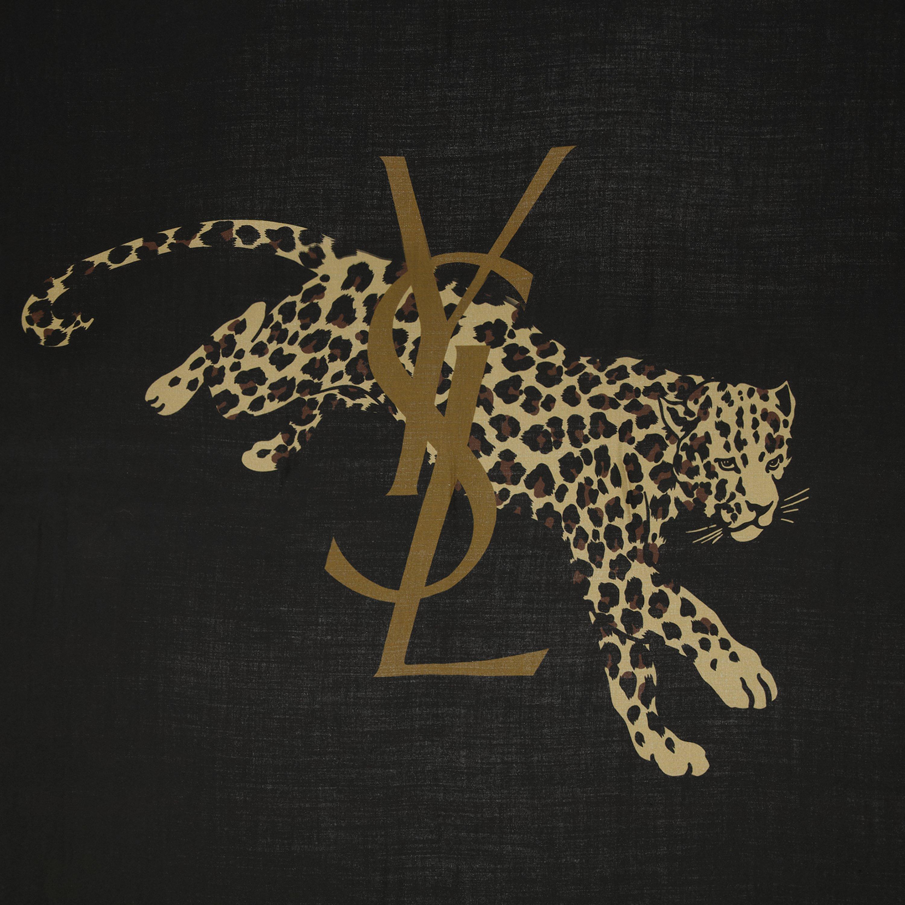 BLACK AND OTHER - Saint Laurent - YSL SCARF GRAND CARRE LEO - 2