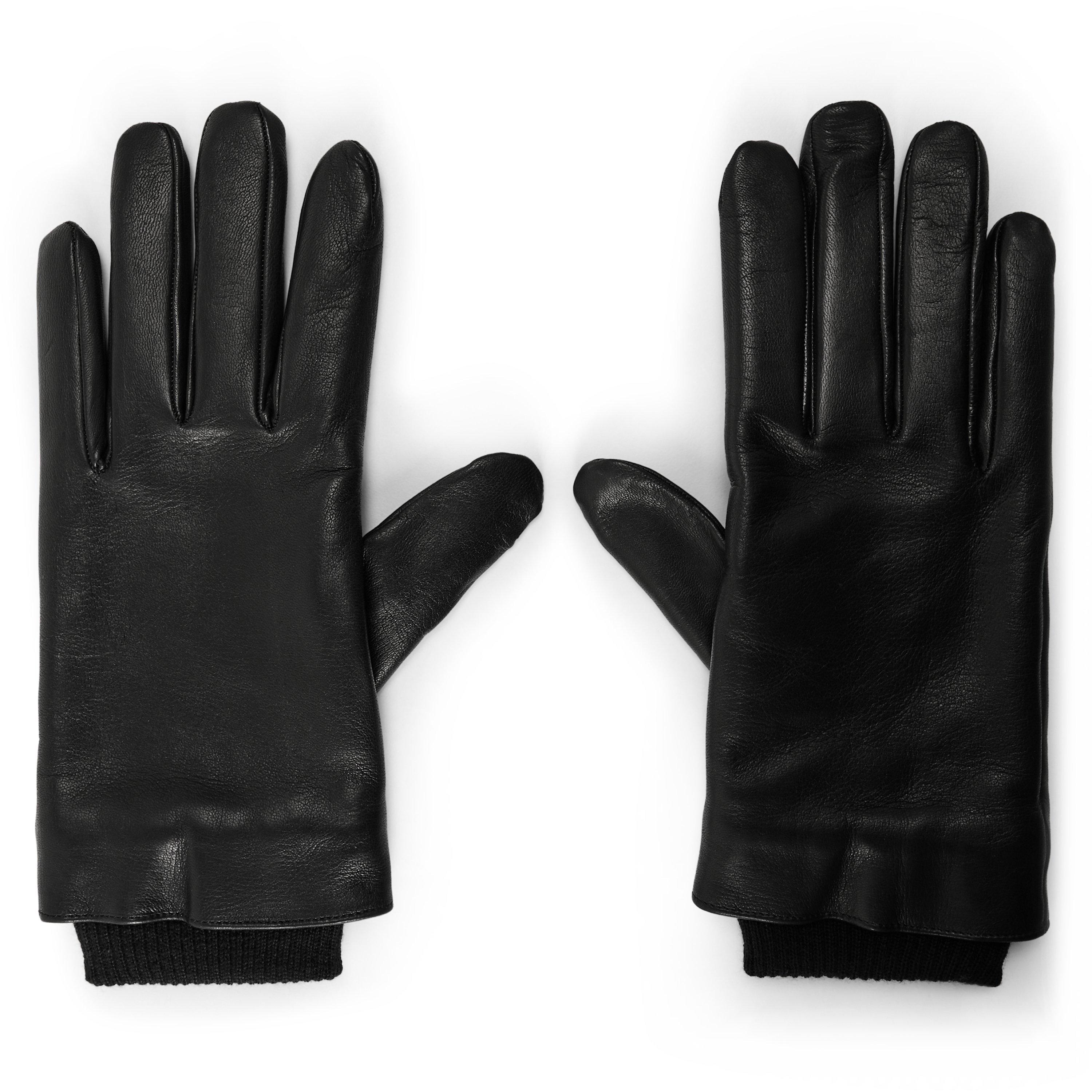 BLACK - Saint Laurent - YSL GLOVES CUIR AVEC BORD - 1