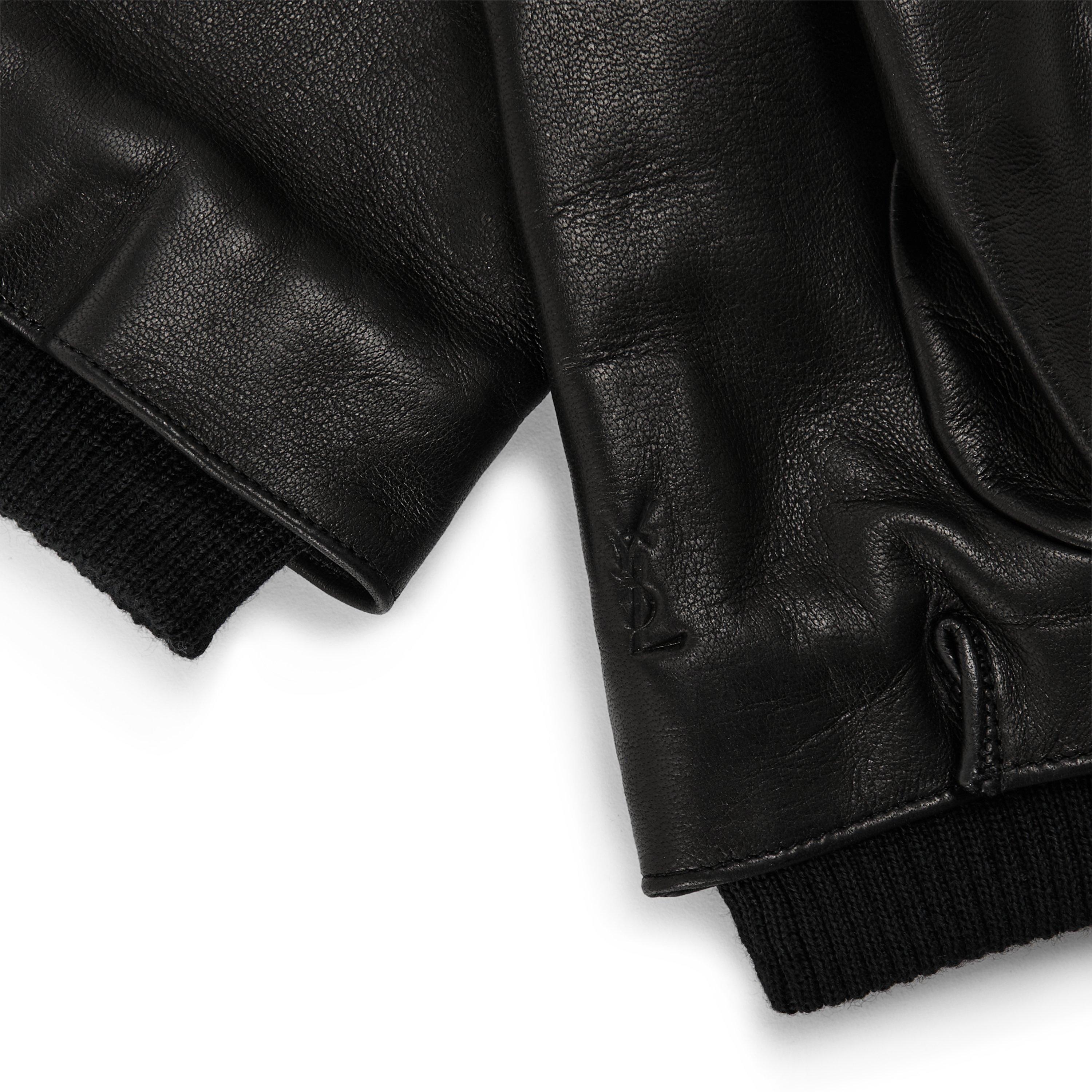 BLACK - Saint Laurent - YSL GLOVES CUIR AVEC BORD - 3