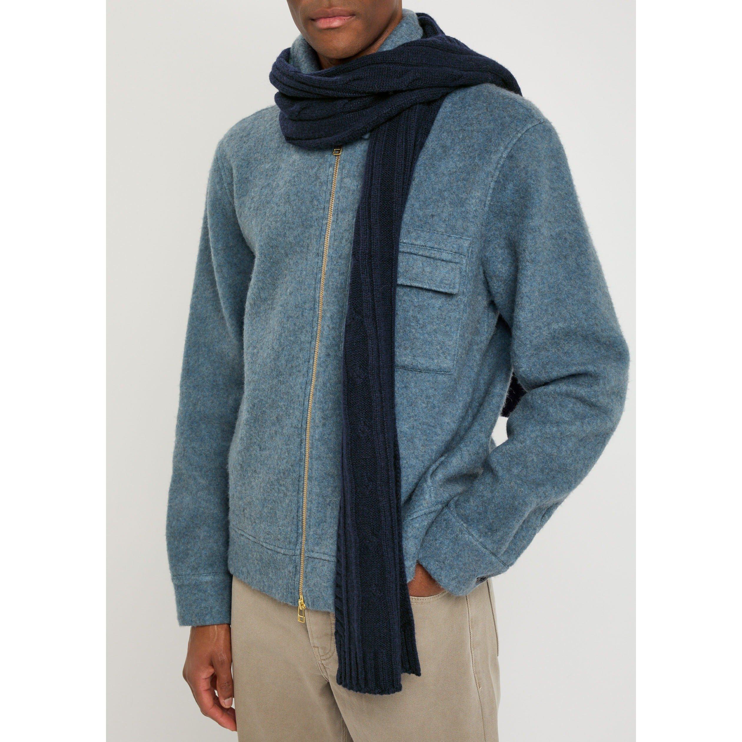 NAVY - John Smedley - SMED KNIT SCARF CABLE WOOTON - 2