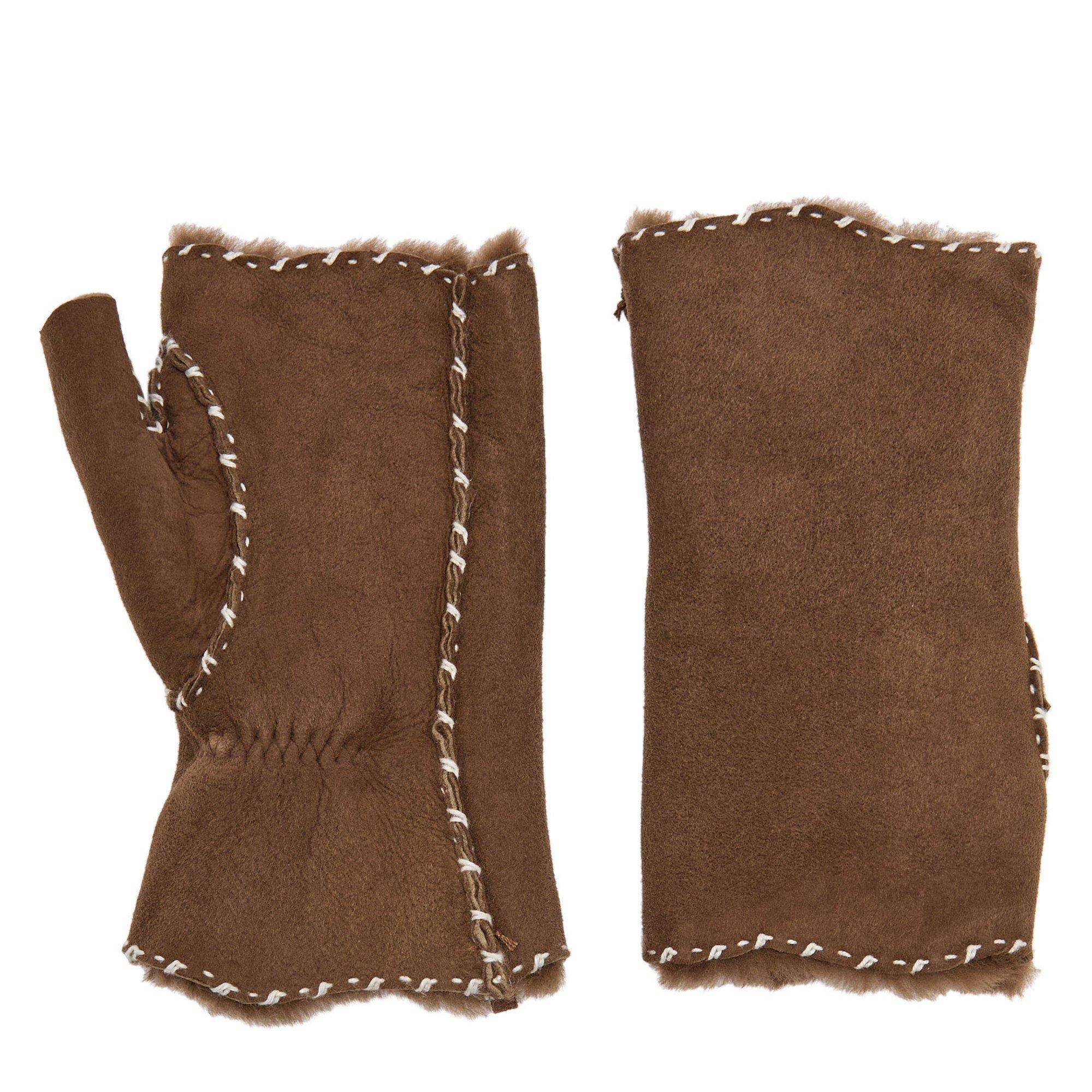 TAUPE - Agnelle - ALIX FINGERLESS MITTENS