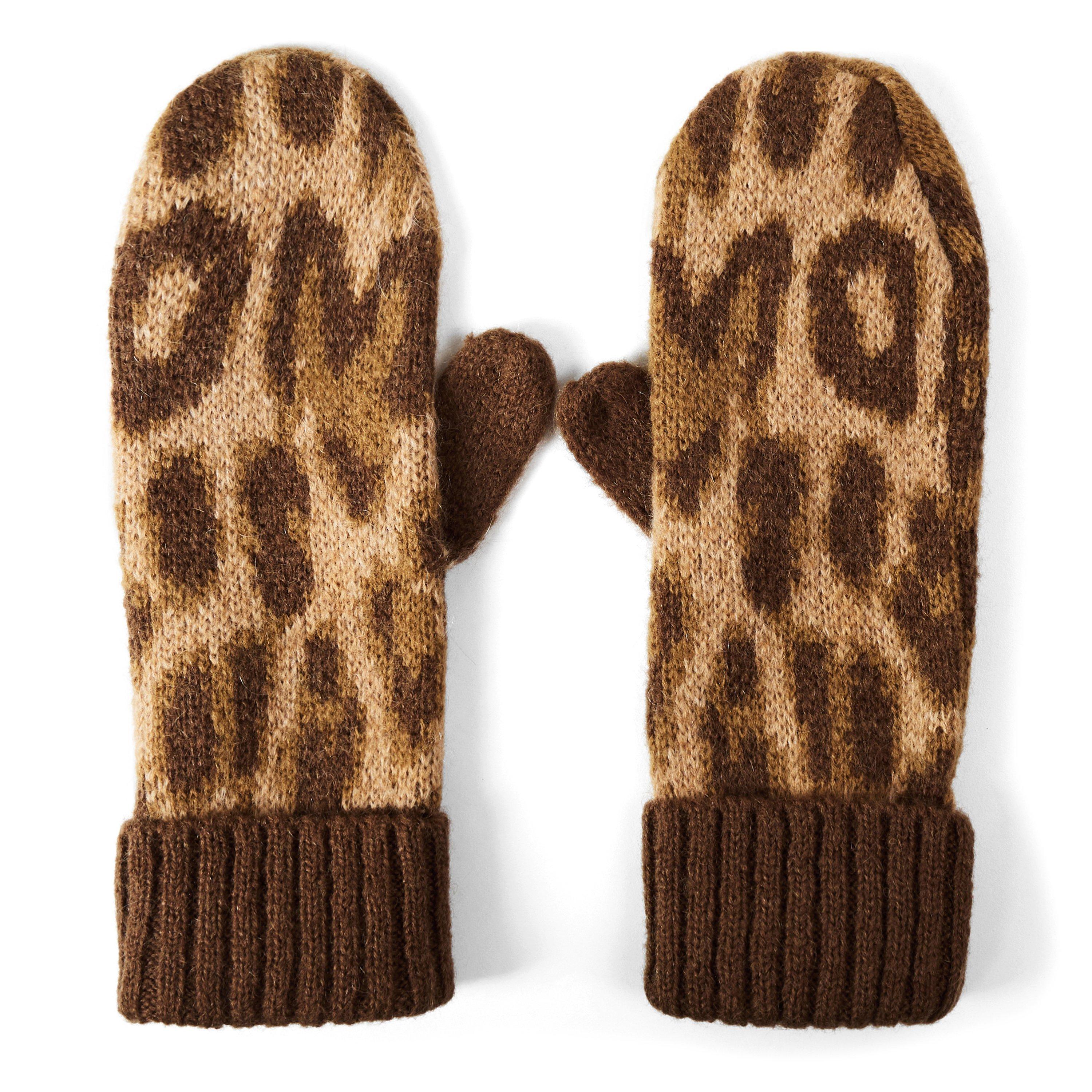 LEOPARD - Damson Madder - ACC FLUFFY LEOPARD MITTEN - 1