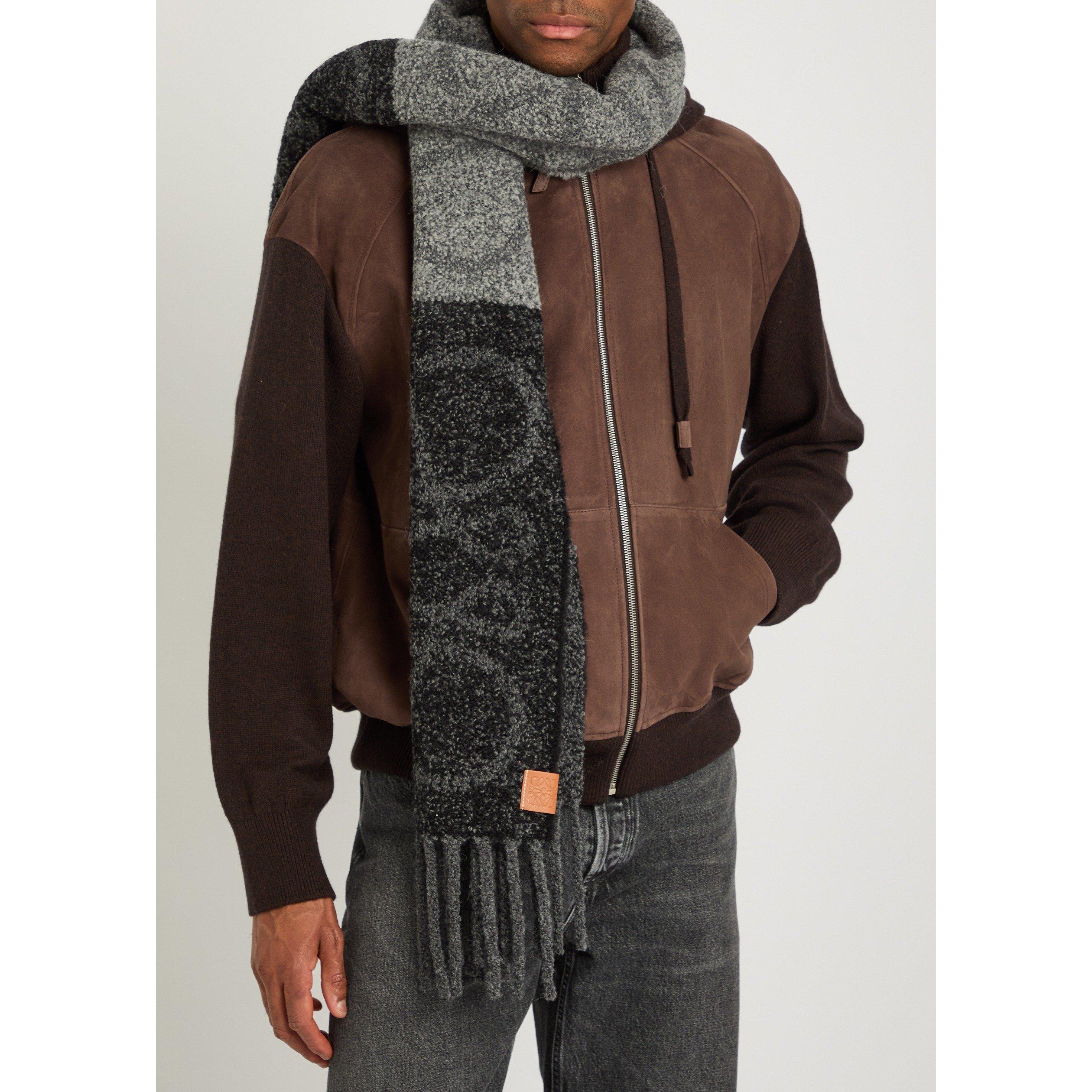 GREY - Loewe - Men's Anagram Alpaca Wool Knitted Scarf - 2