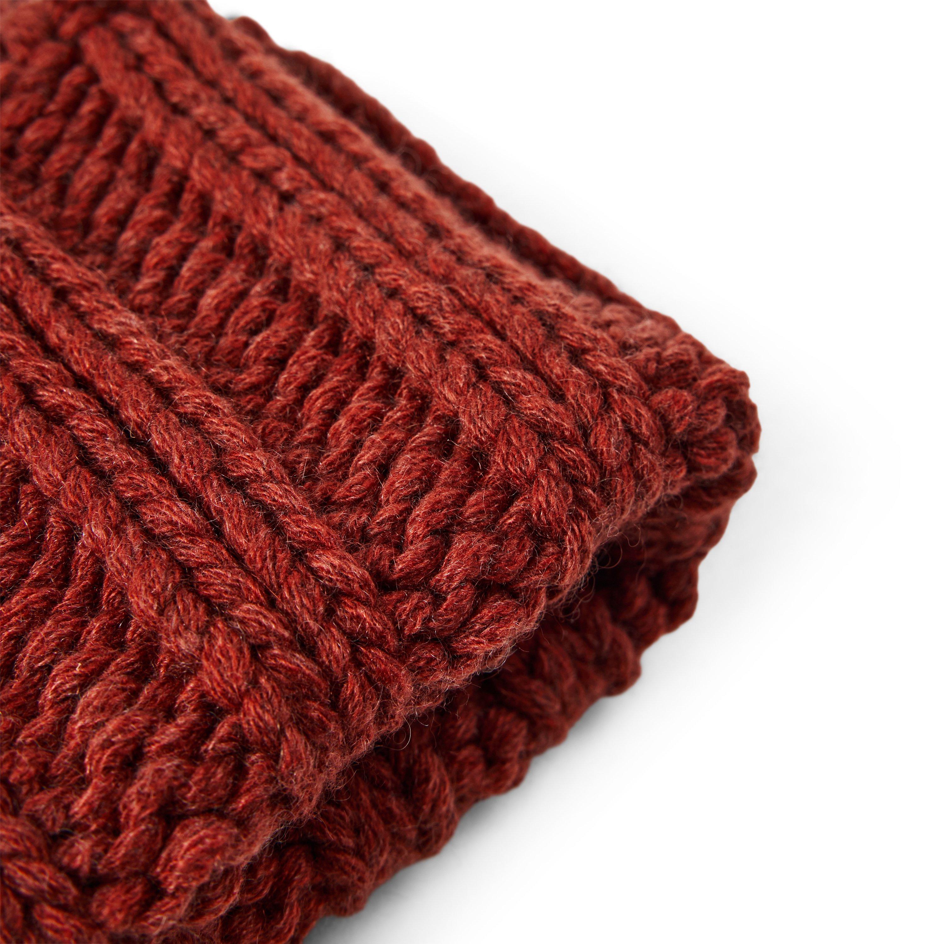 RED - Unknown - Women's Ribbed Turn-Up Cashmere Beanie - 3