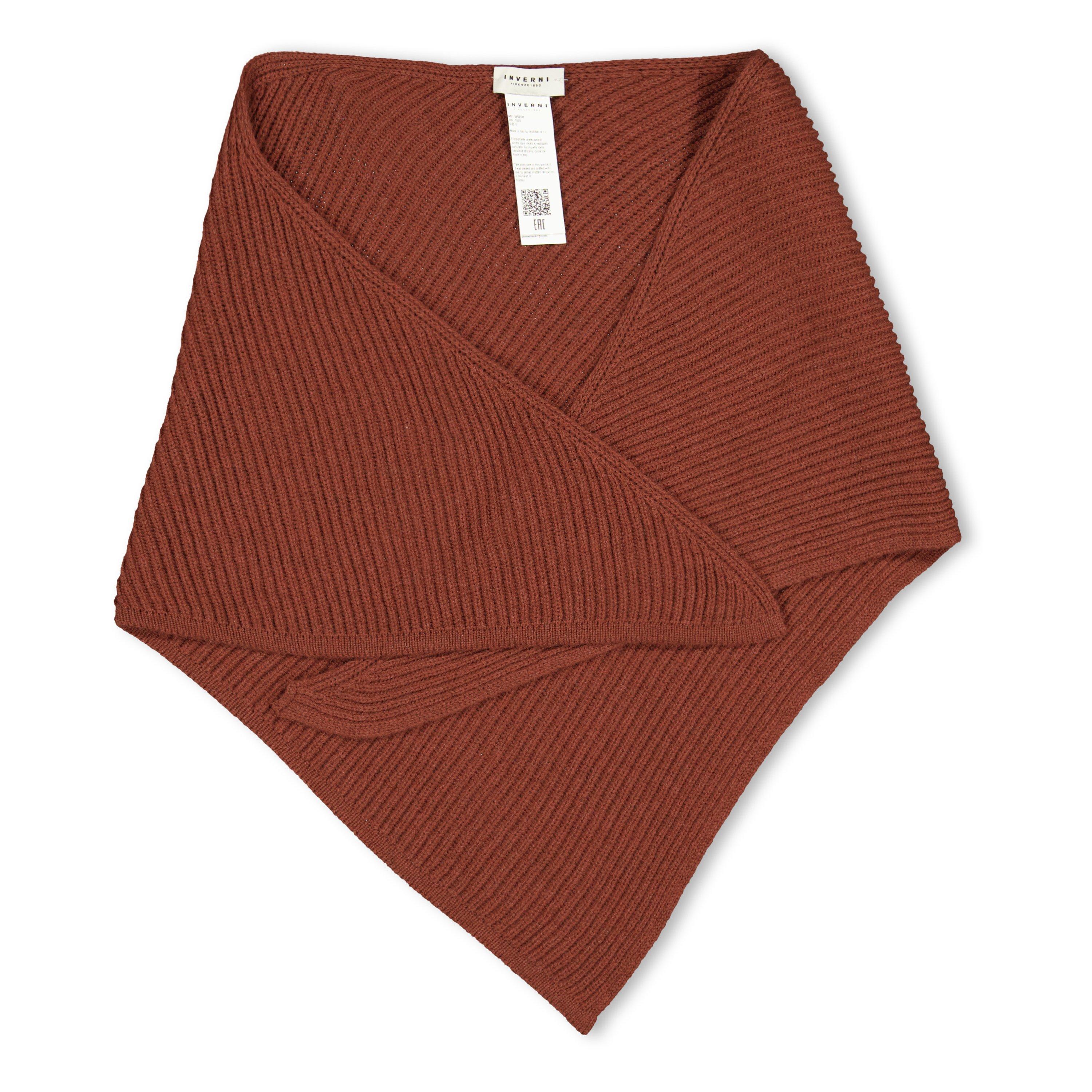 RED - Unknown - Women's Triangle Cashmere Rib Knitted Scarf - 1