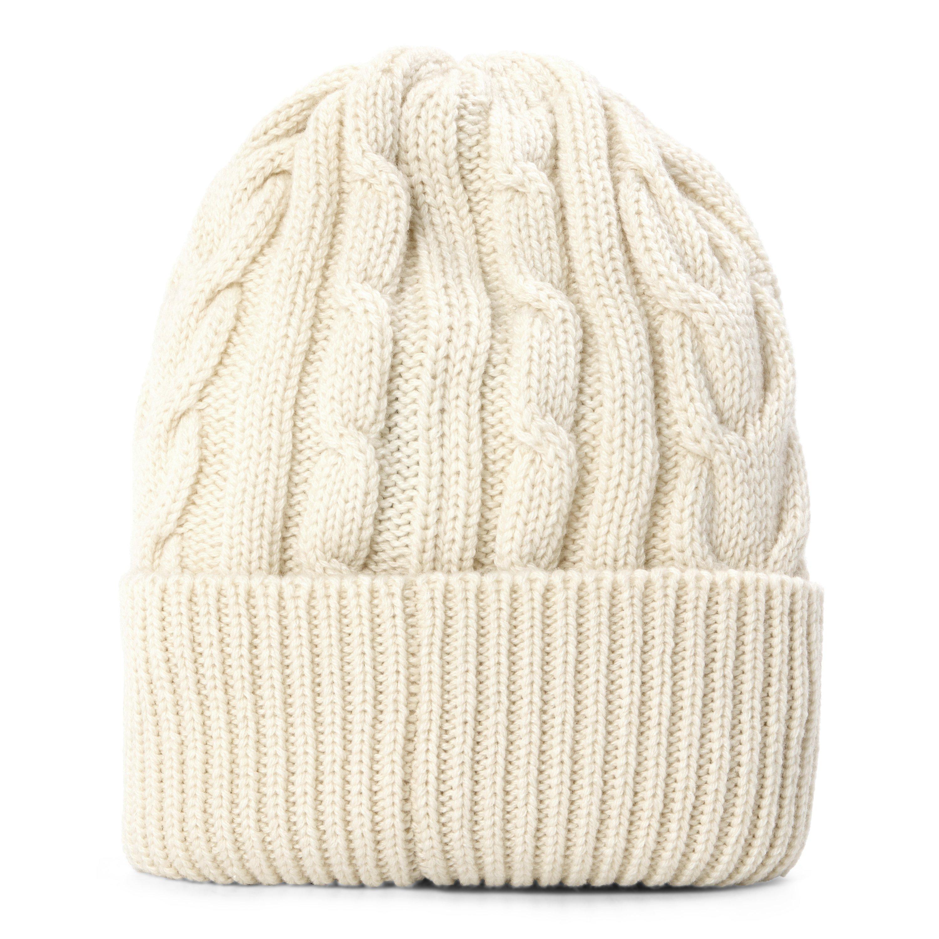WHITE - Unknown - Women's Cable Stitch Cashmere Beanie - 2