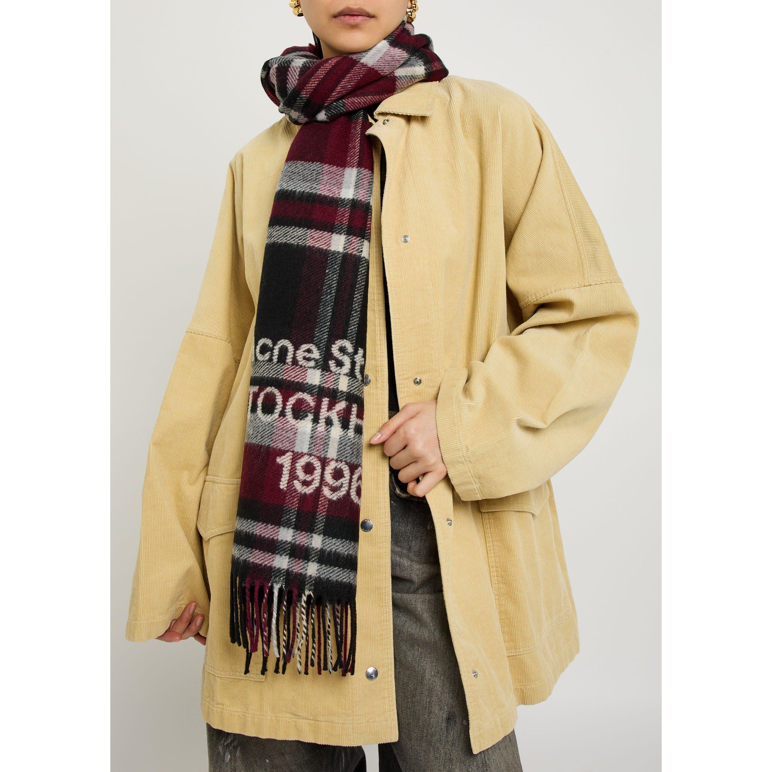 BLACK AND OTHER - Acne Studios - Unisex Check Logo Wool Midweight Scarf - 2