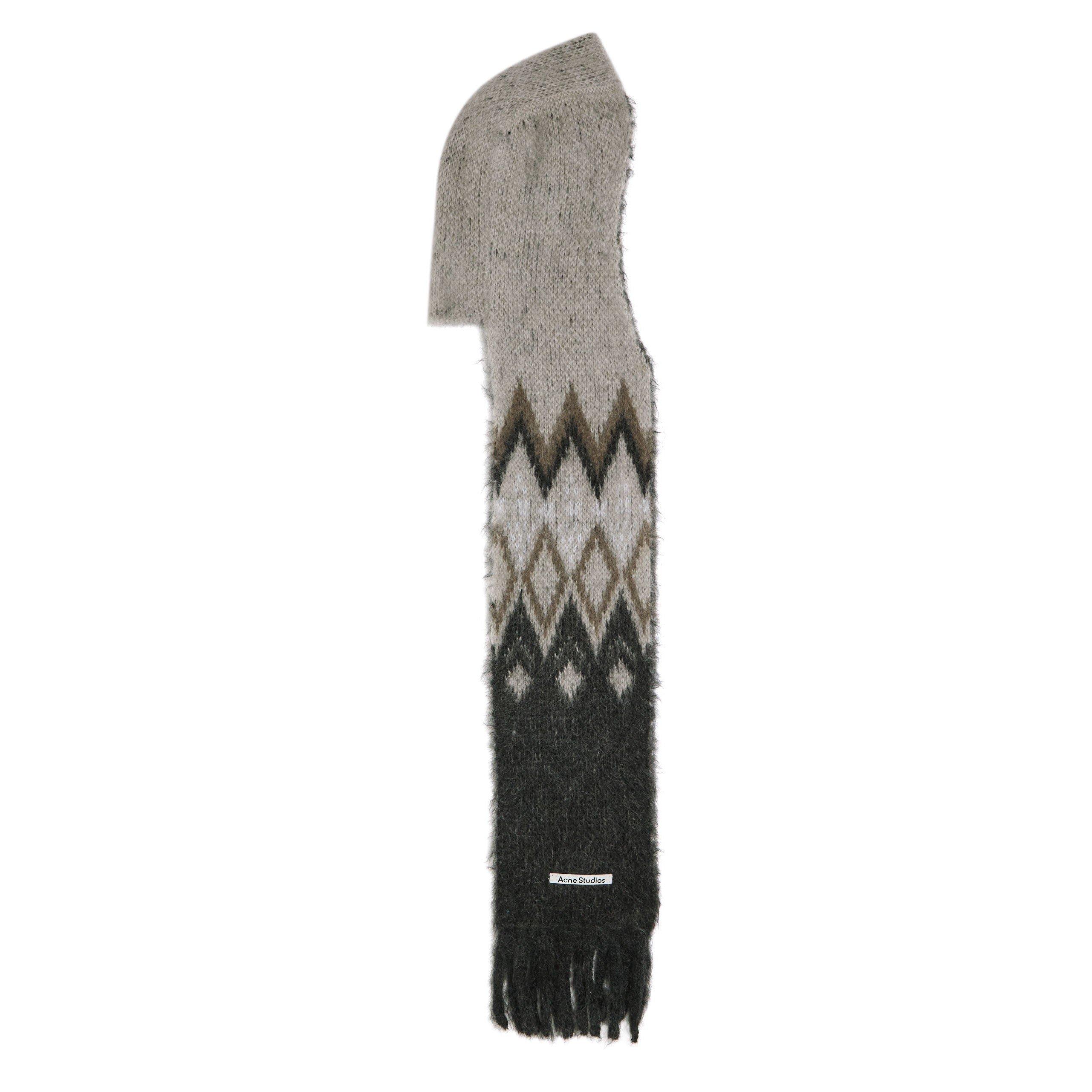 GREY - Acne Studios - HOODED ZIGZAG SCARF