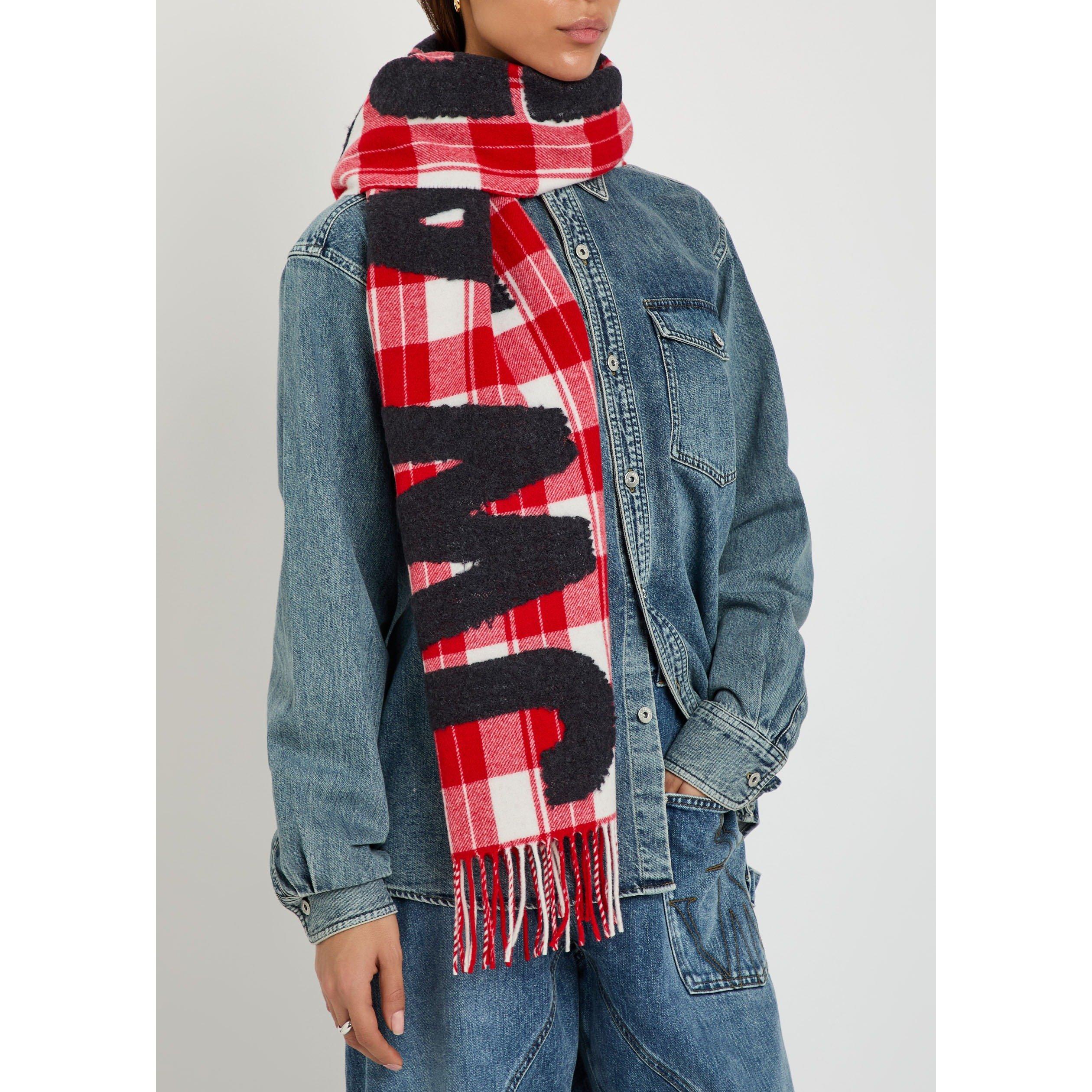 RED AND OTHER - JW Anderson - Wool Checked Logo Midweight Scarf - 3