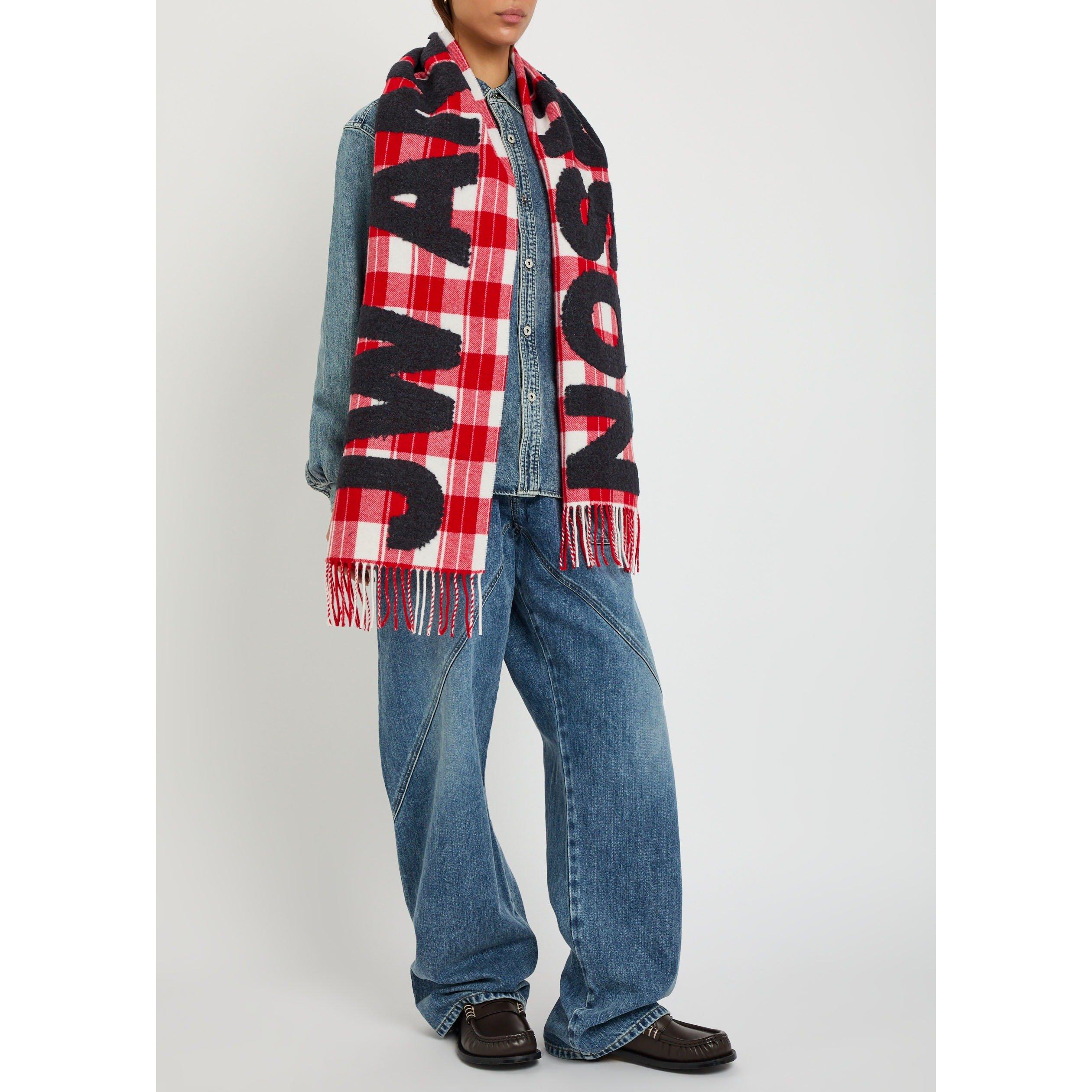 RED AND OTHER - JW Anderson - Wool Checked Logo Midweight Scarf - 4