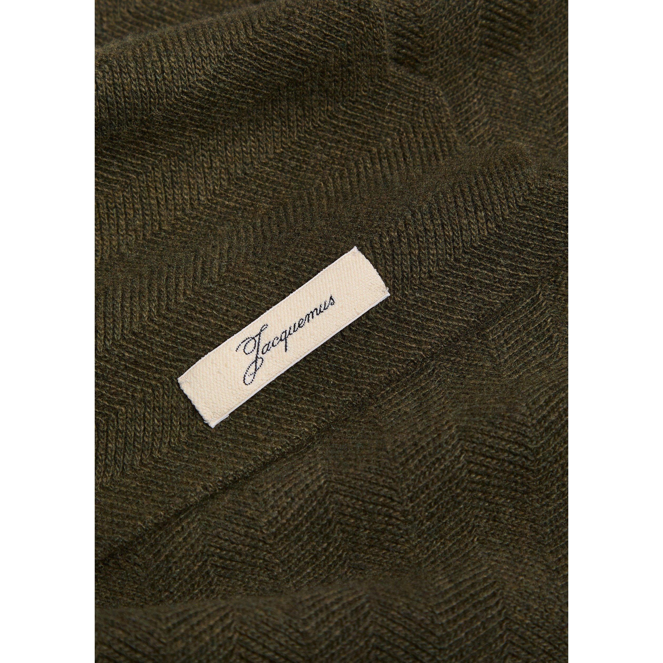 KHAKI - Jacquemus - Herringbone Wool and Cashmere Knitted Scarf - 2