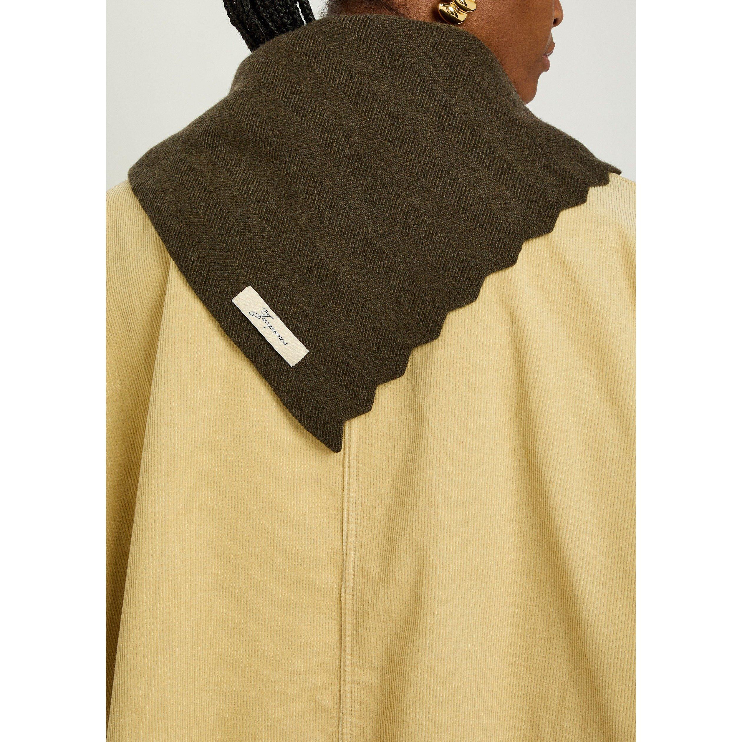 KHAKI - Jacquemus - Herringbone Wool and Cashmere Knitted Scarf - 3