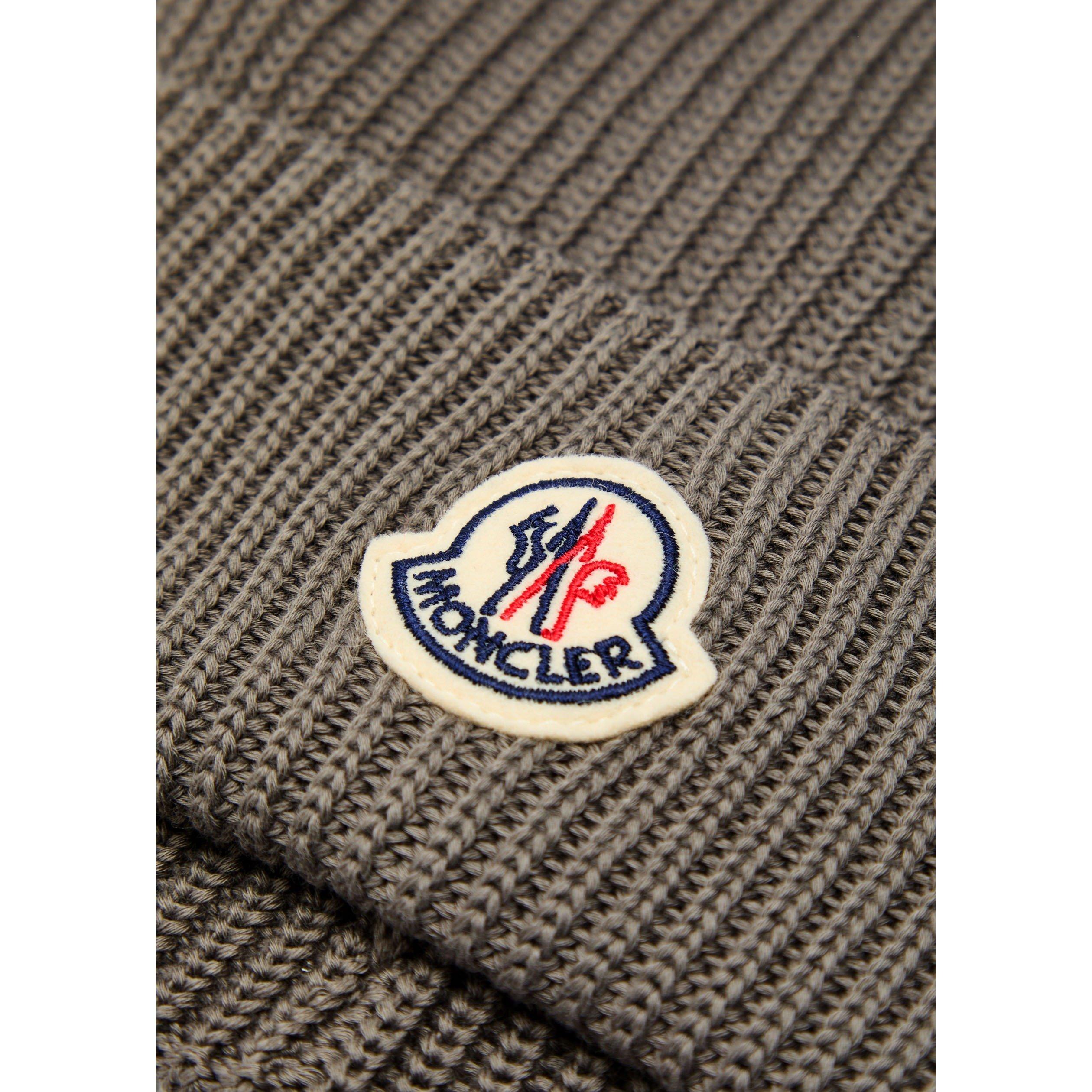 GREY - Moncler - Men's Logo Cotton Beanie - 3
