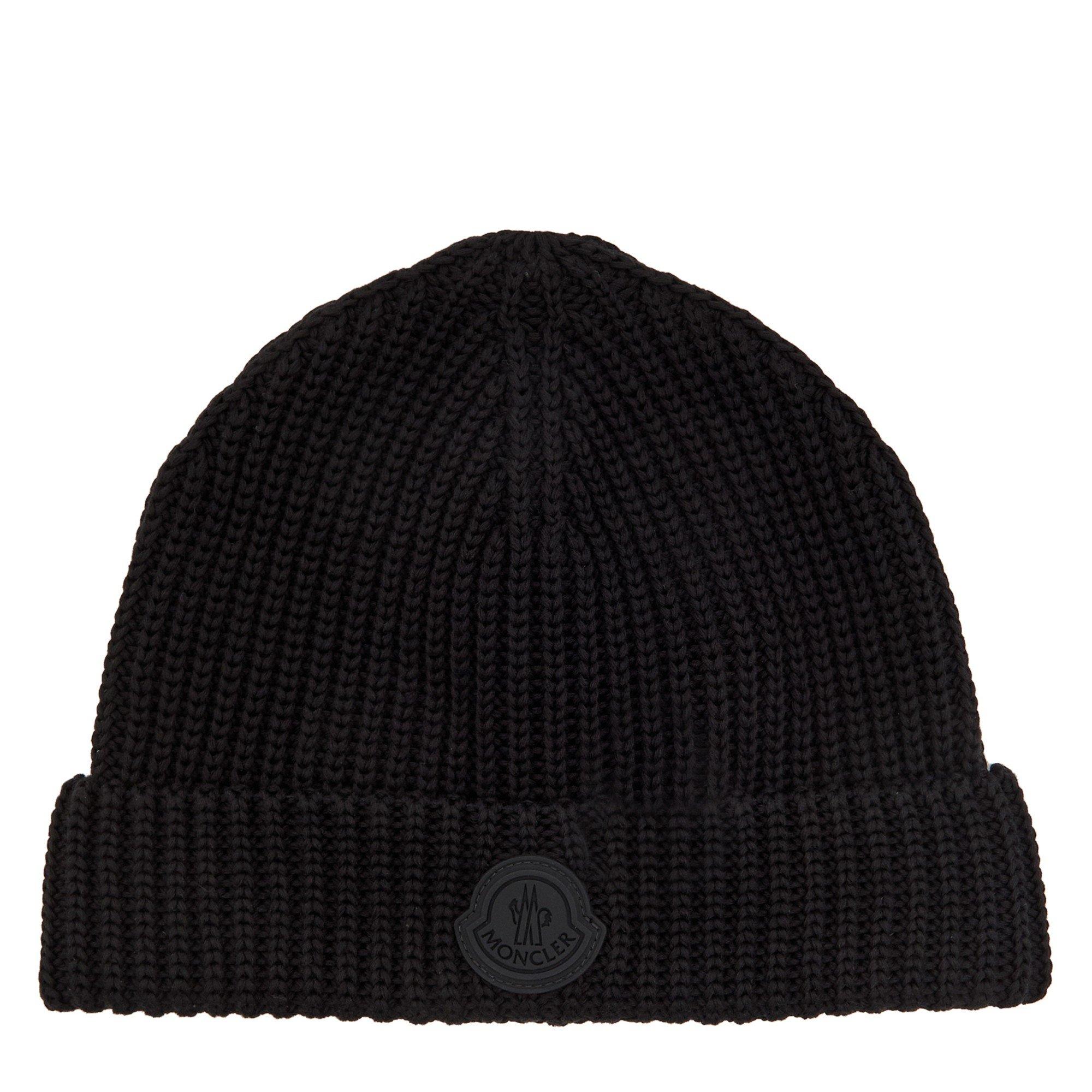 BLACK - Moncler - MON BLK LOGO BEANIE