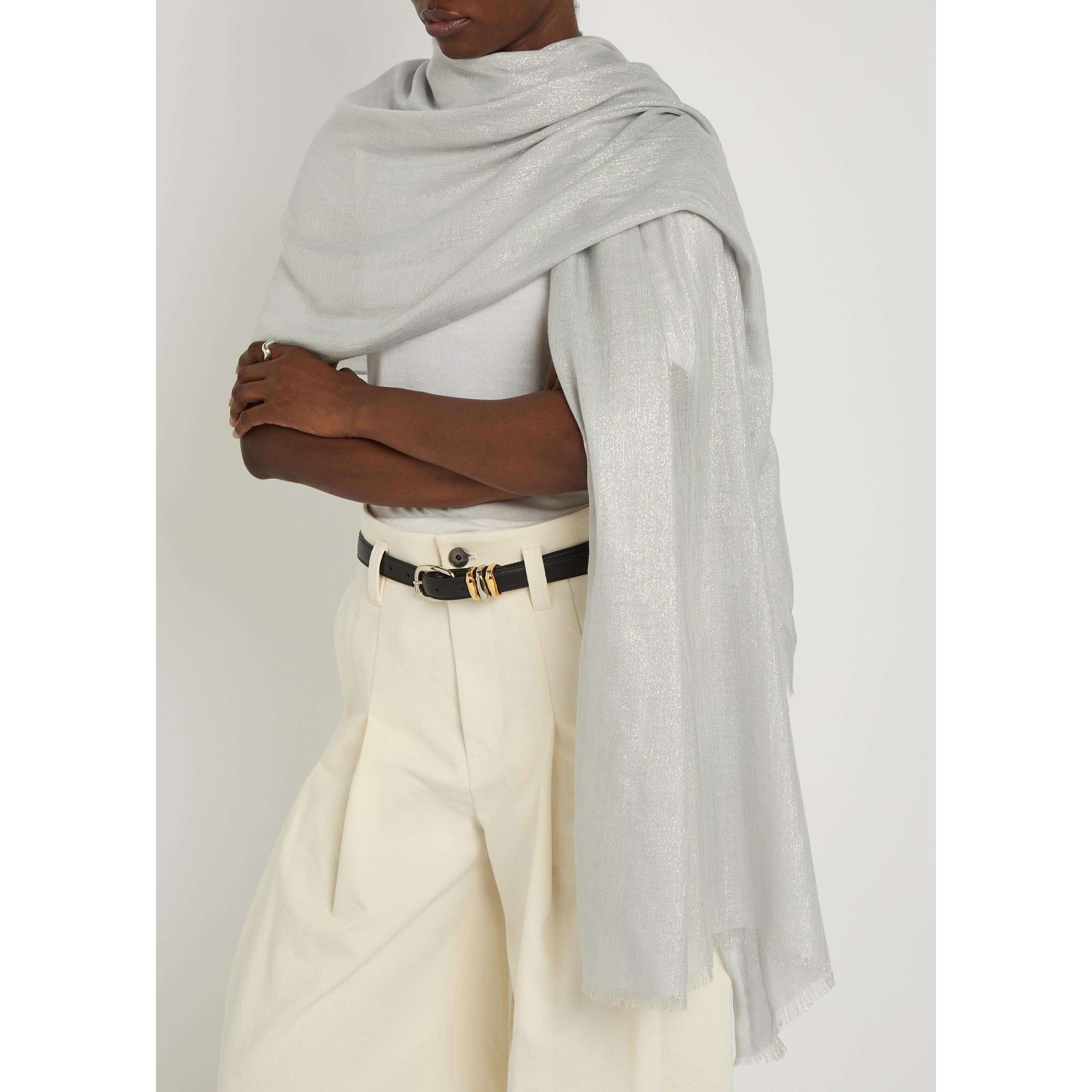 GREY LIGHT - Brunello Cucinelli - CASHMERE SILK LUREX SCARF - 2