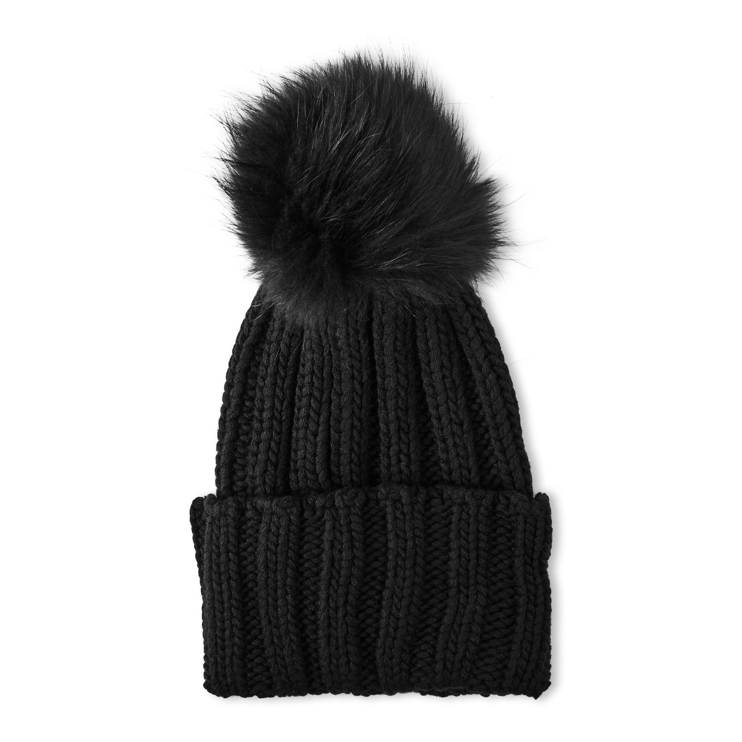 BLACK - Unknown - CASHEMERE RIBBED BEANIE W - 1