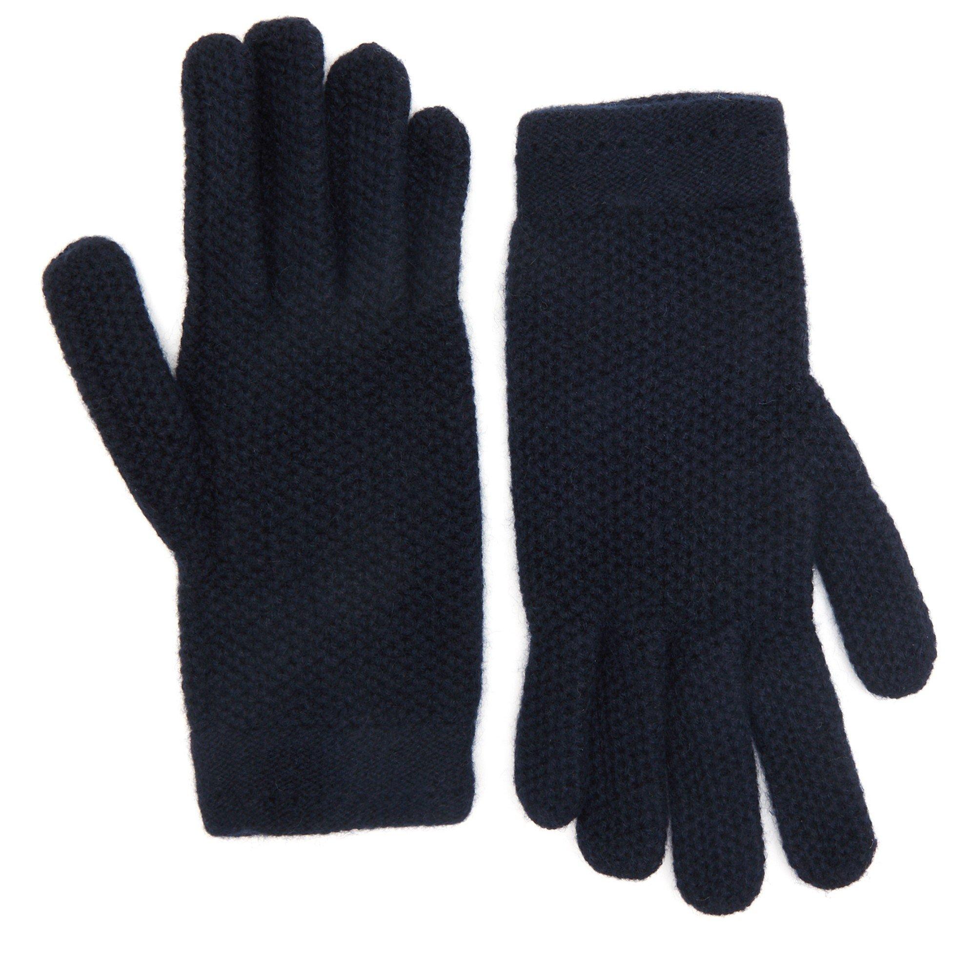 NAVY - Unknown - WAFFLE SHORT CASHMERE GLOVES - 1