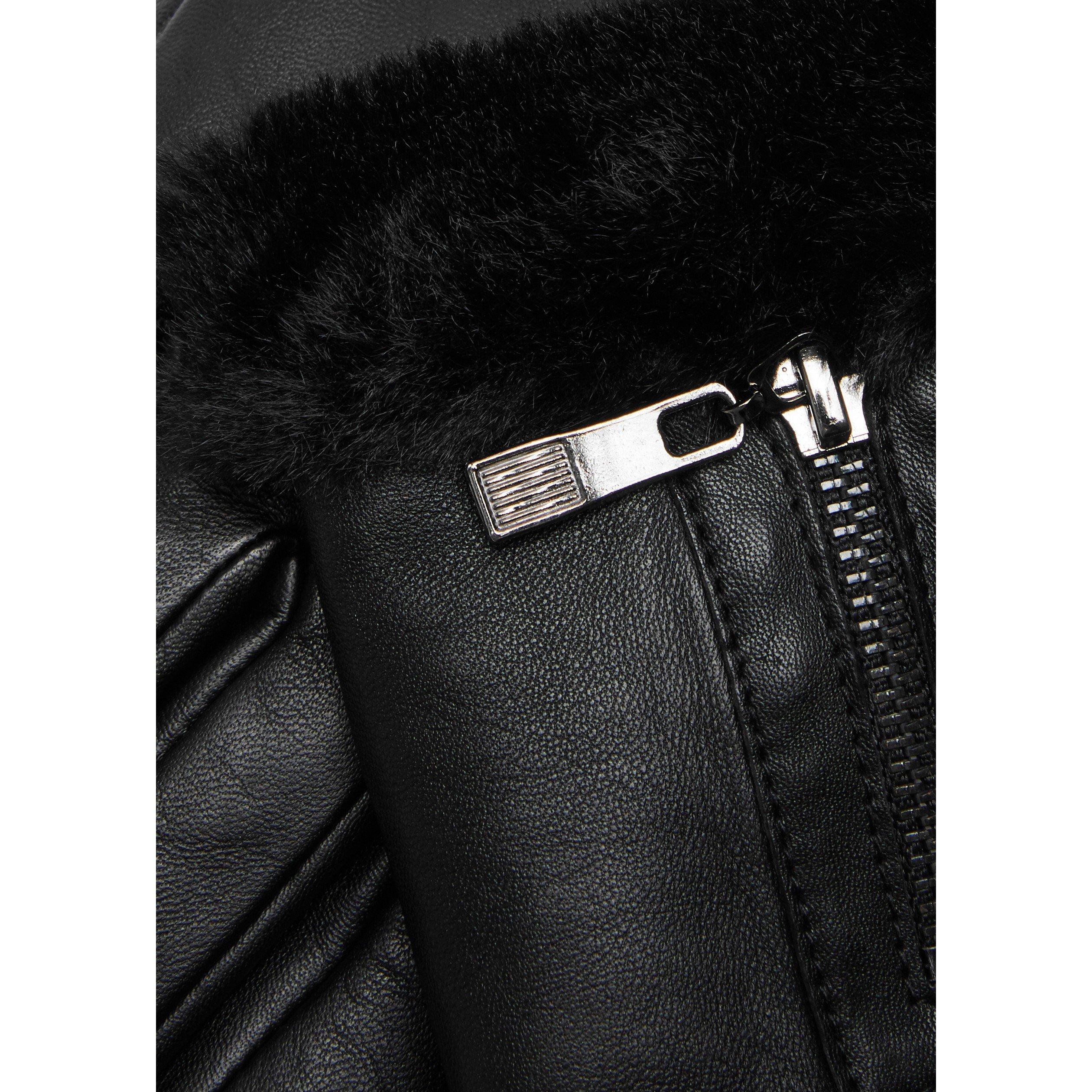BLACK - Dents - YASMIN ZIP LEATHER FAUX FUR CU - 2