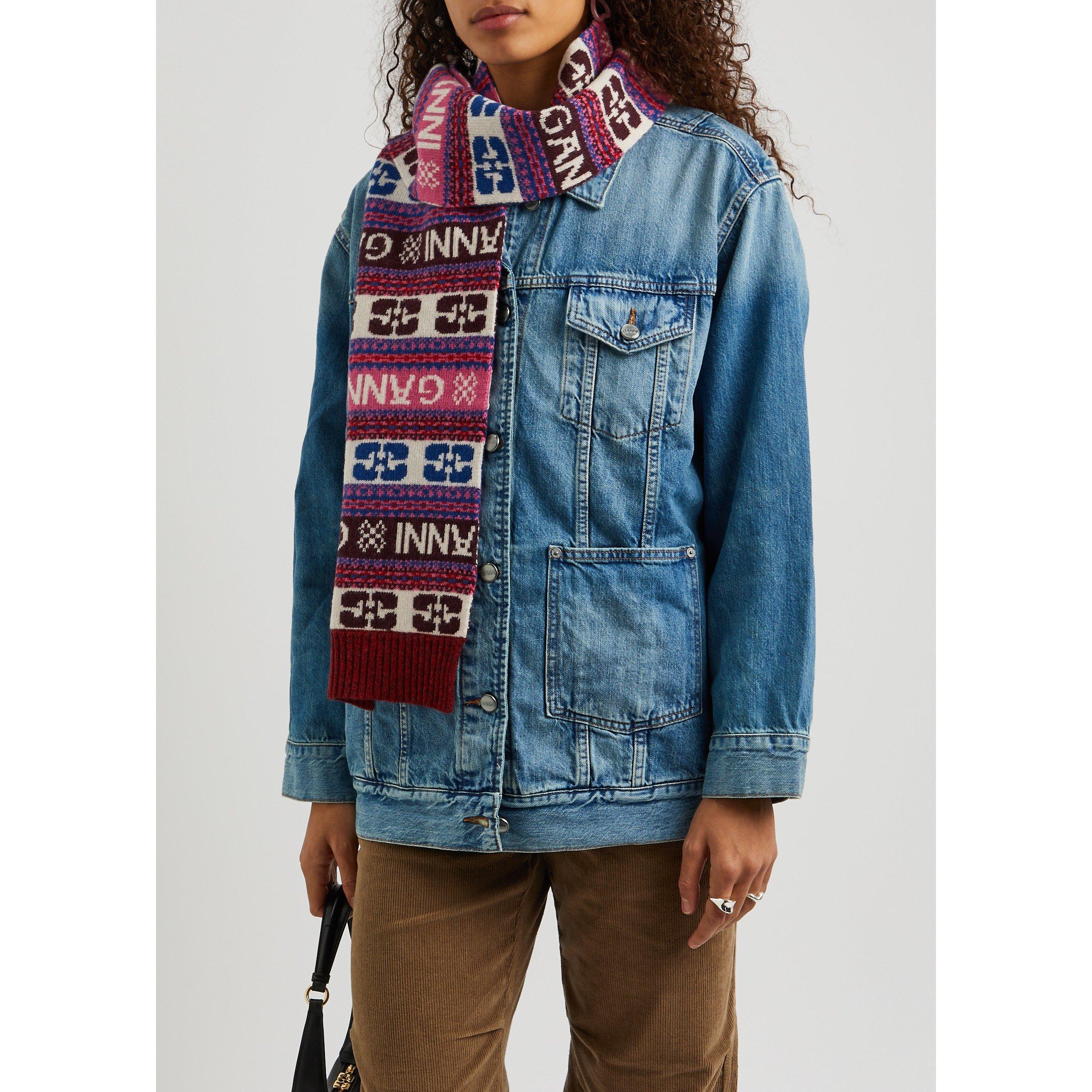 MULTICOLOURED - Ganni - ACC Graphic Wool Scarf - 3