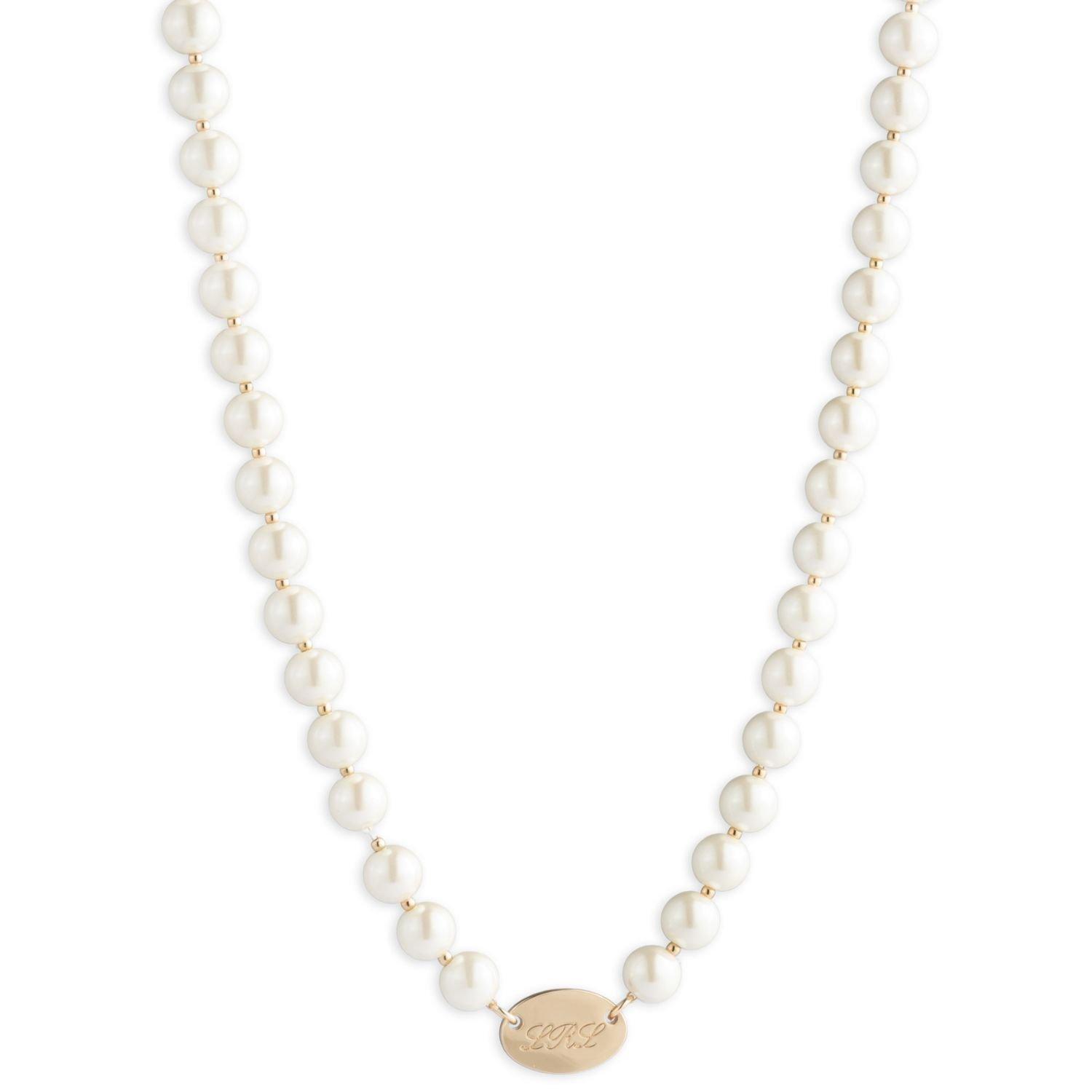 GLD - Lauren Ralph Lauren - Lauren Ralph Lauren Gold & Pearl Logo Necklace - 1