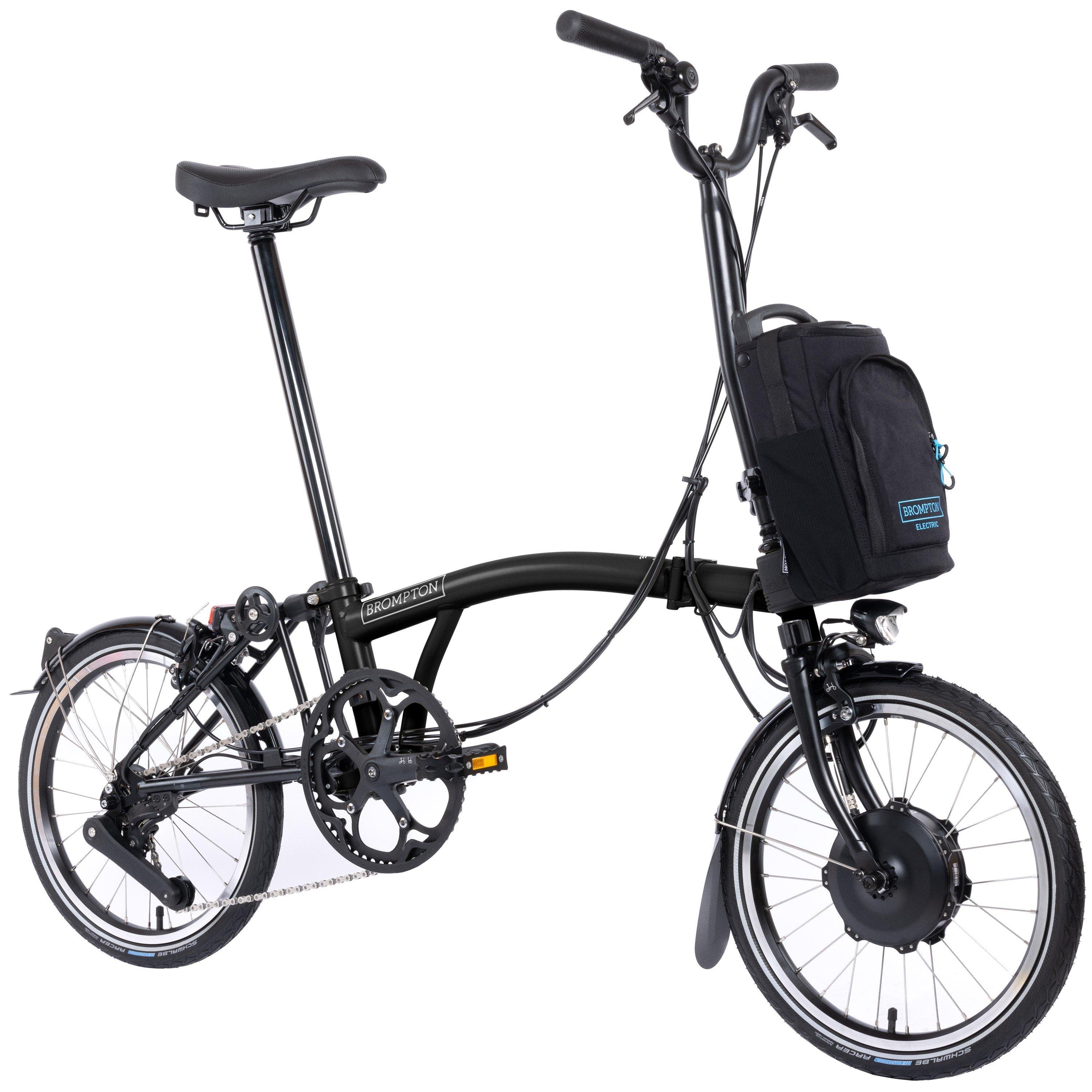 Matt Black - Brompton - Electric C Line 4-speed - High Handlebar - Folding Bike - 2