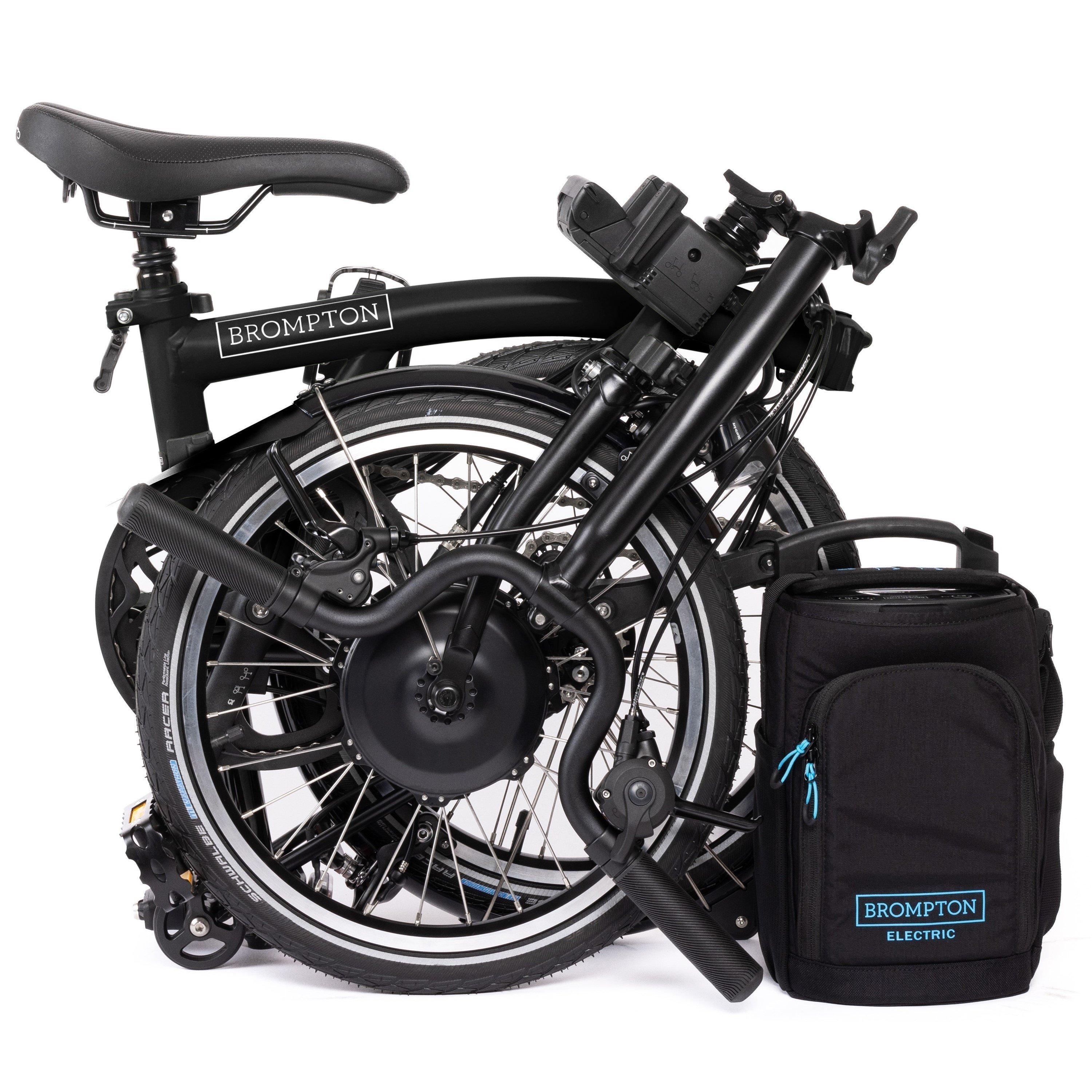 Matt Black - Brompton - Electric C Line 4-speed - Mid Handlebar - Folding Bike - 4