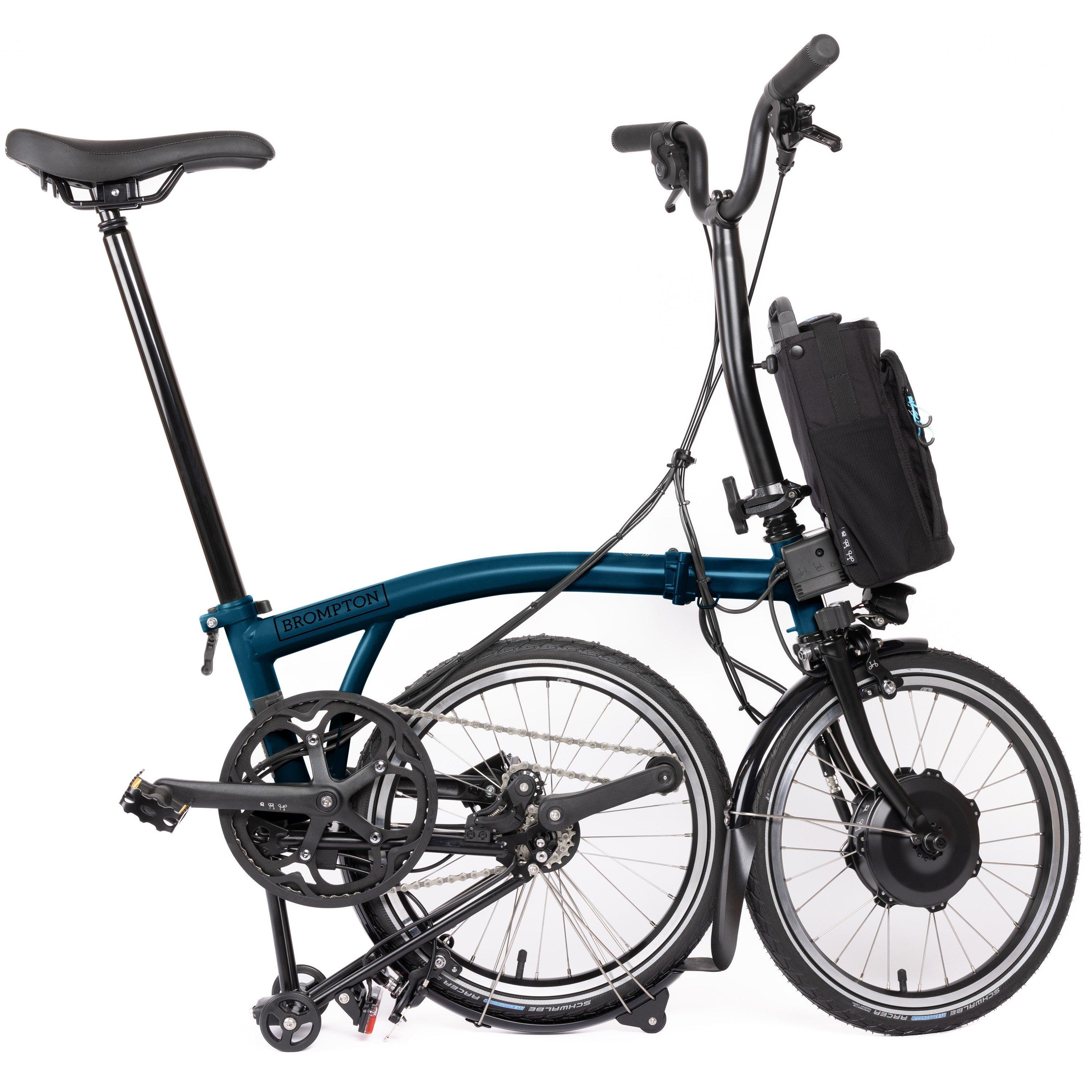 Ocean Blue - Brompton - Electric C Line 4-speed - Mid Handlebar - Folding Bike - 3
