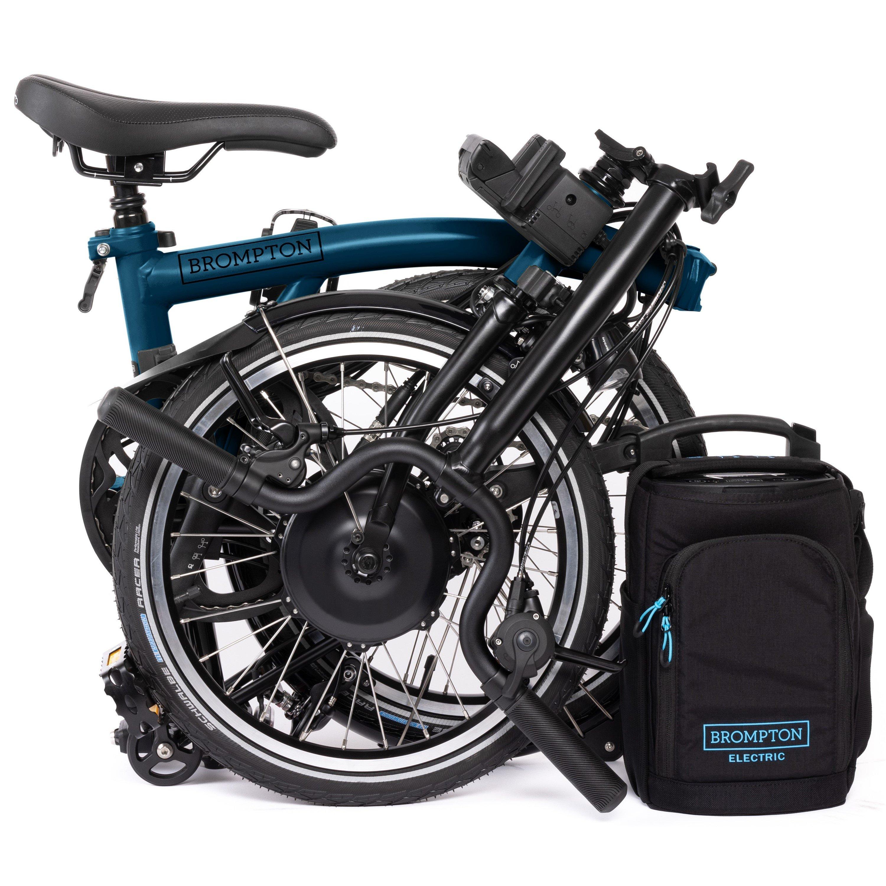 Ocean Blue - Brompton - Electric C Line 4-speed - Mid Handlebar - Folding Bike - 4