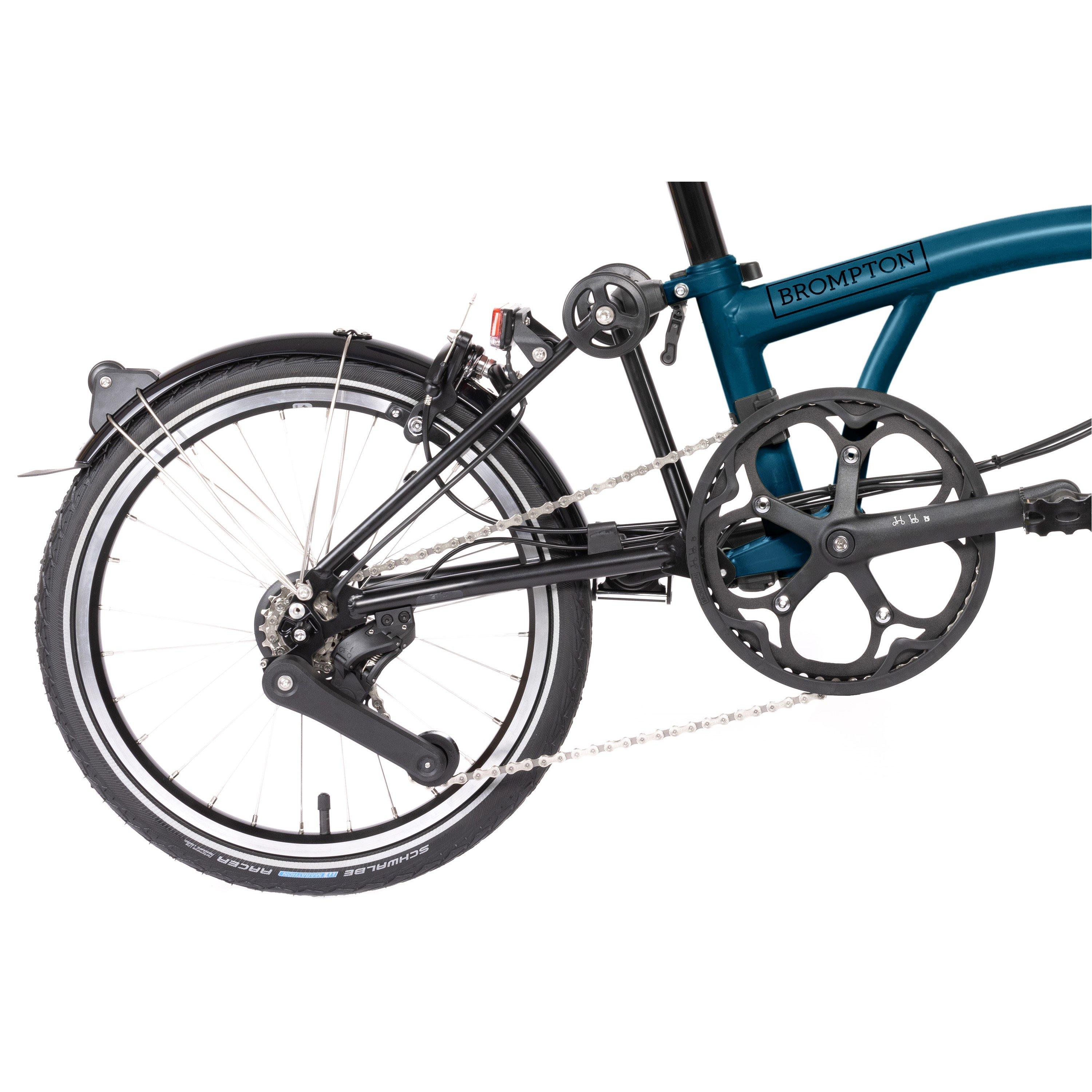 Ocean Blue - Brompton - Electric C Line 4-speed - Mid Handlebar - Folding Bike - 5