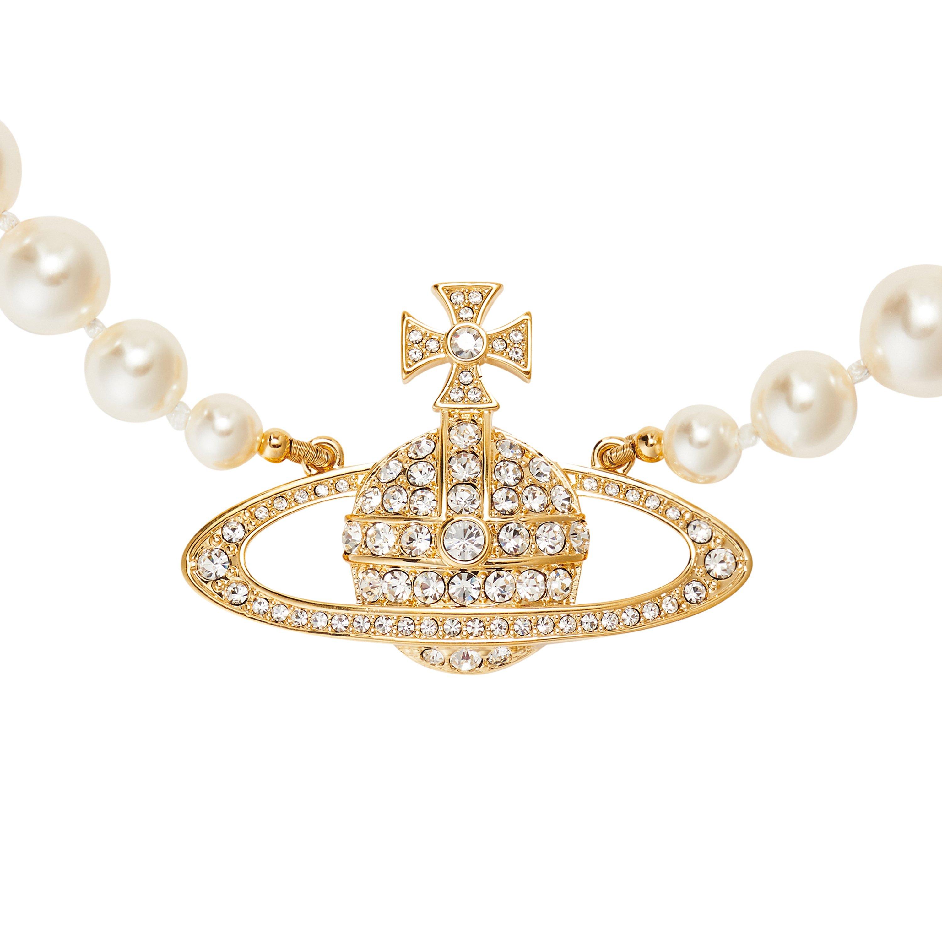 Vivienne Westwood Women's One Row Pearl Bas Relief Choker Necklace - Gold/Crm R202 - S/M