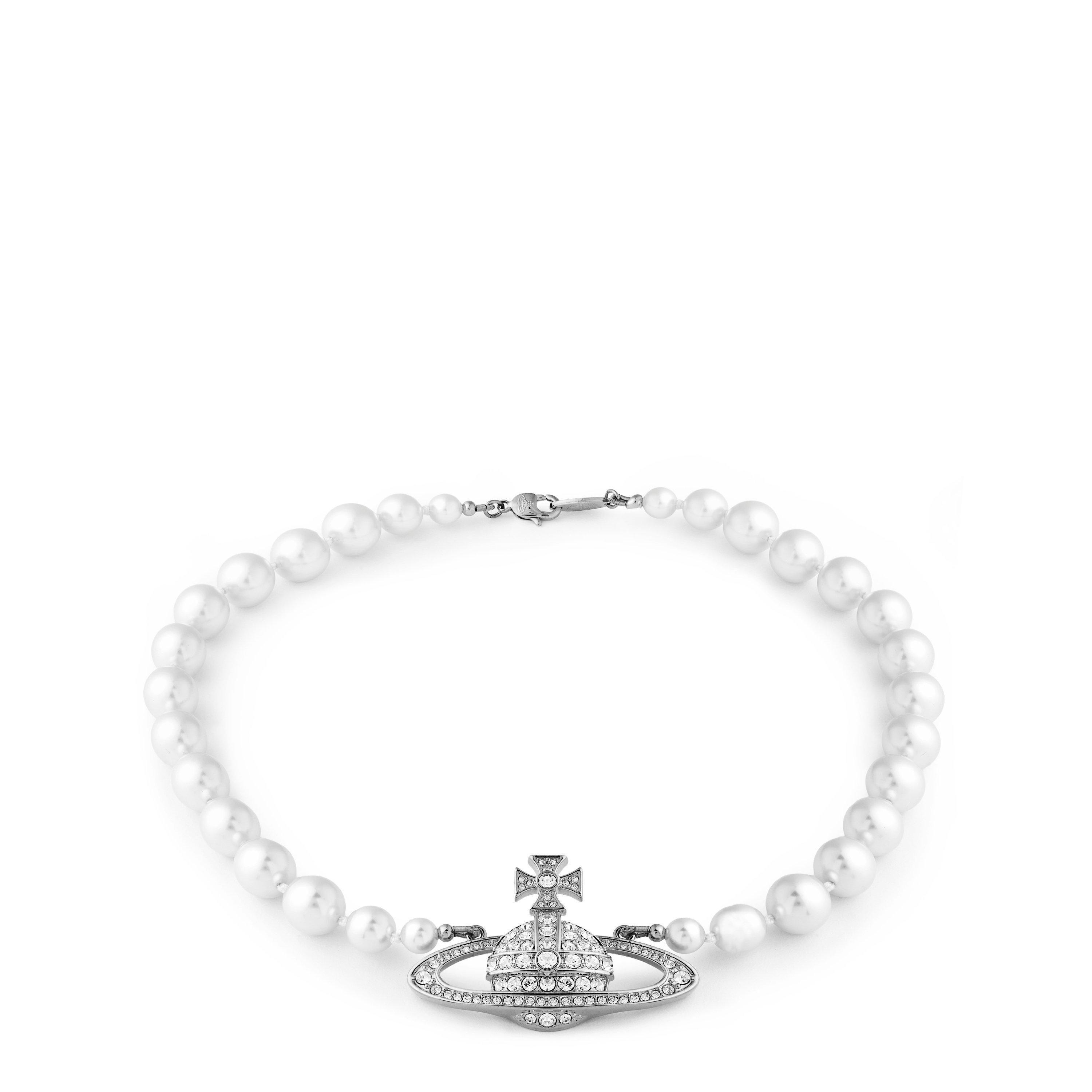 Vivienne Westwood Women's One Row Pearl Bas Relief Choker Necklace - Plat/Crm P104 - S/M