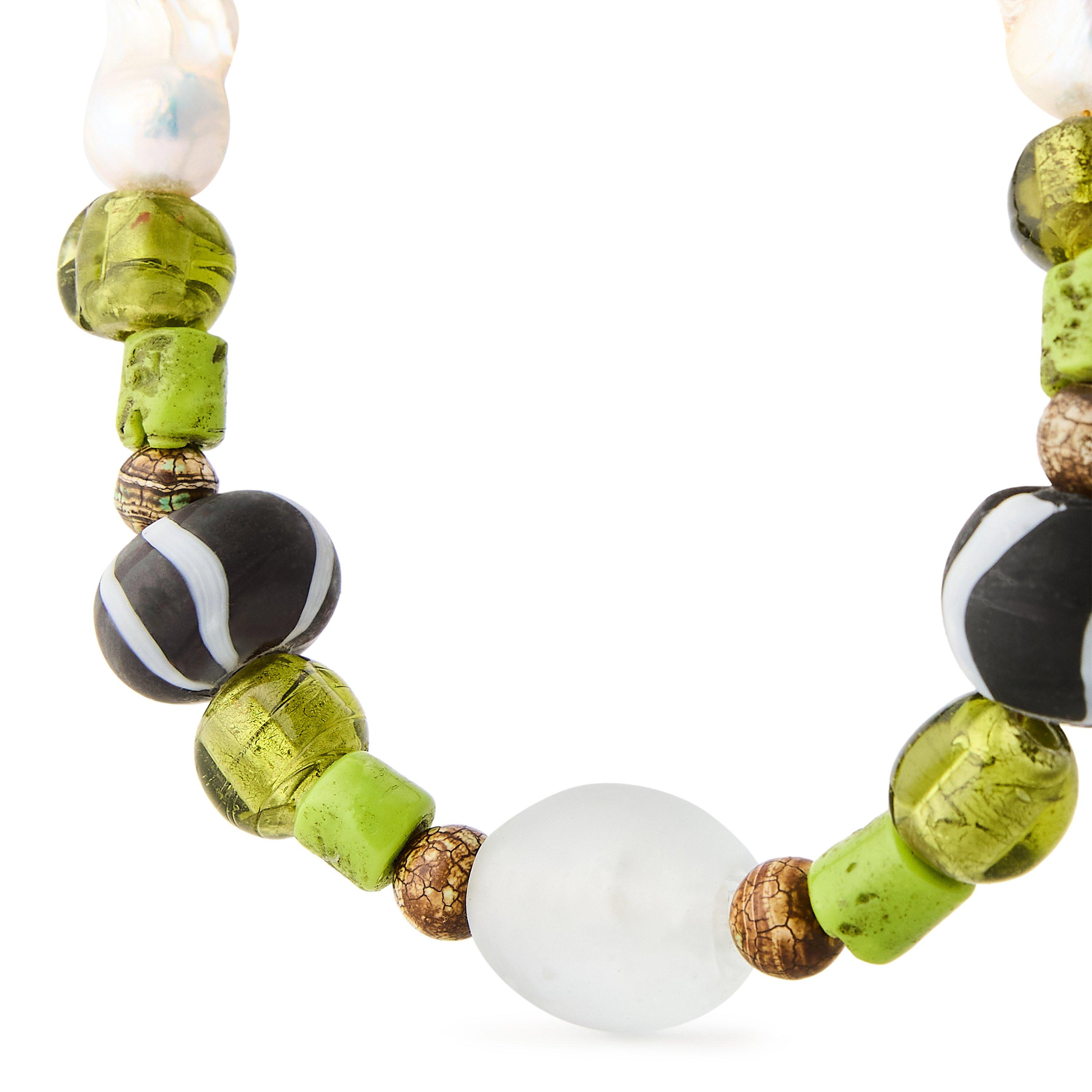 Green/Pearl - Desierto - Women's Elena Ceramic Bead Necklace - 2